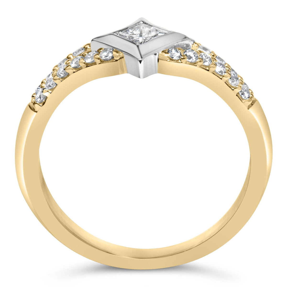 10K Two Tone Color 1/2 Cttw Diamond Kite and Split Shank Ring (H-I Color,SI2-I1 Clarity)