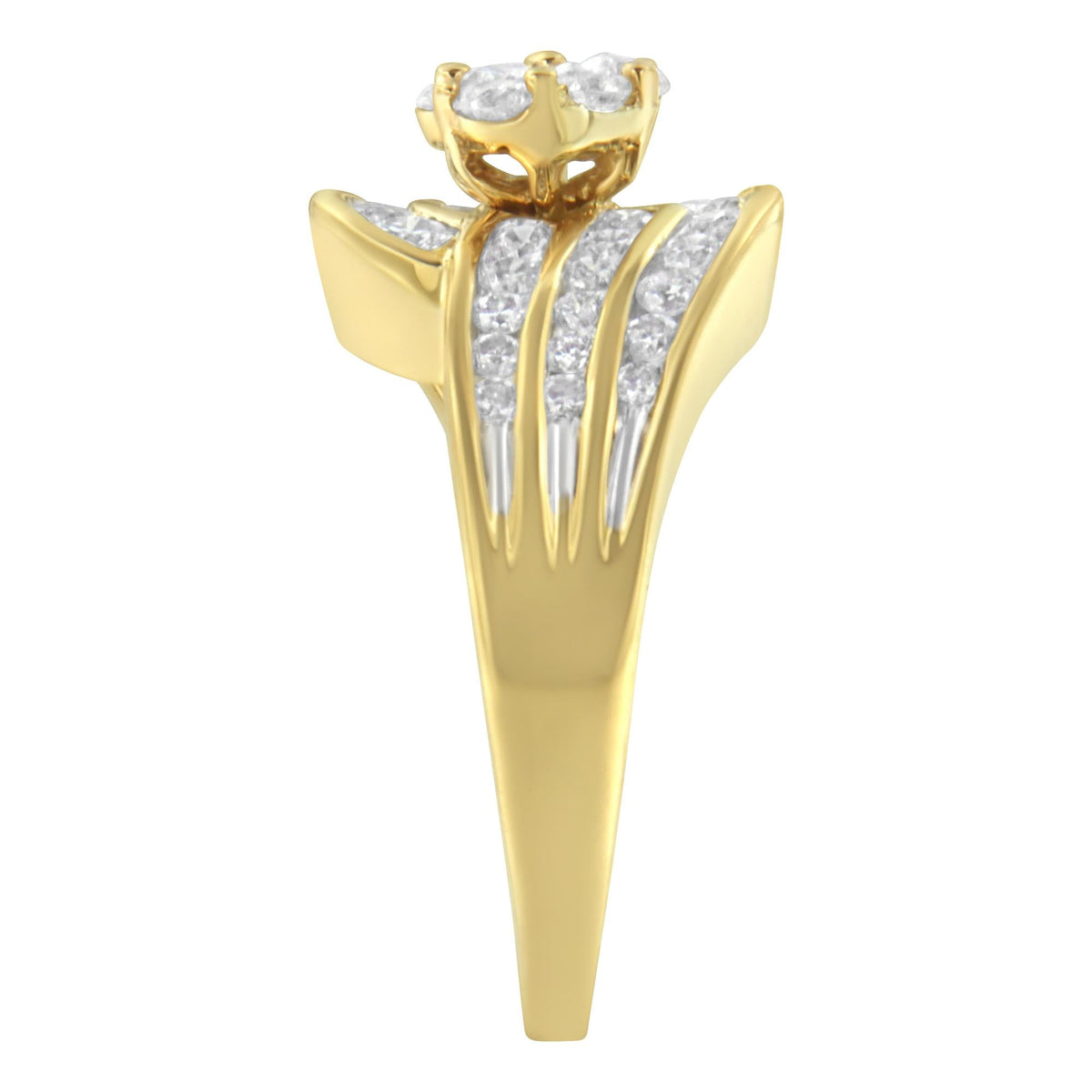 14K Yellow Gold Diamond Cocktail Bypass Ring (1 1/2 Cttw, H-I Color, SI2-I1 Clarity) - JackiEaslick