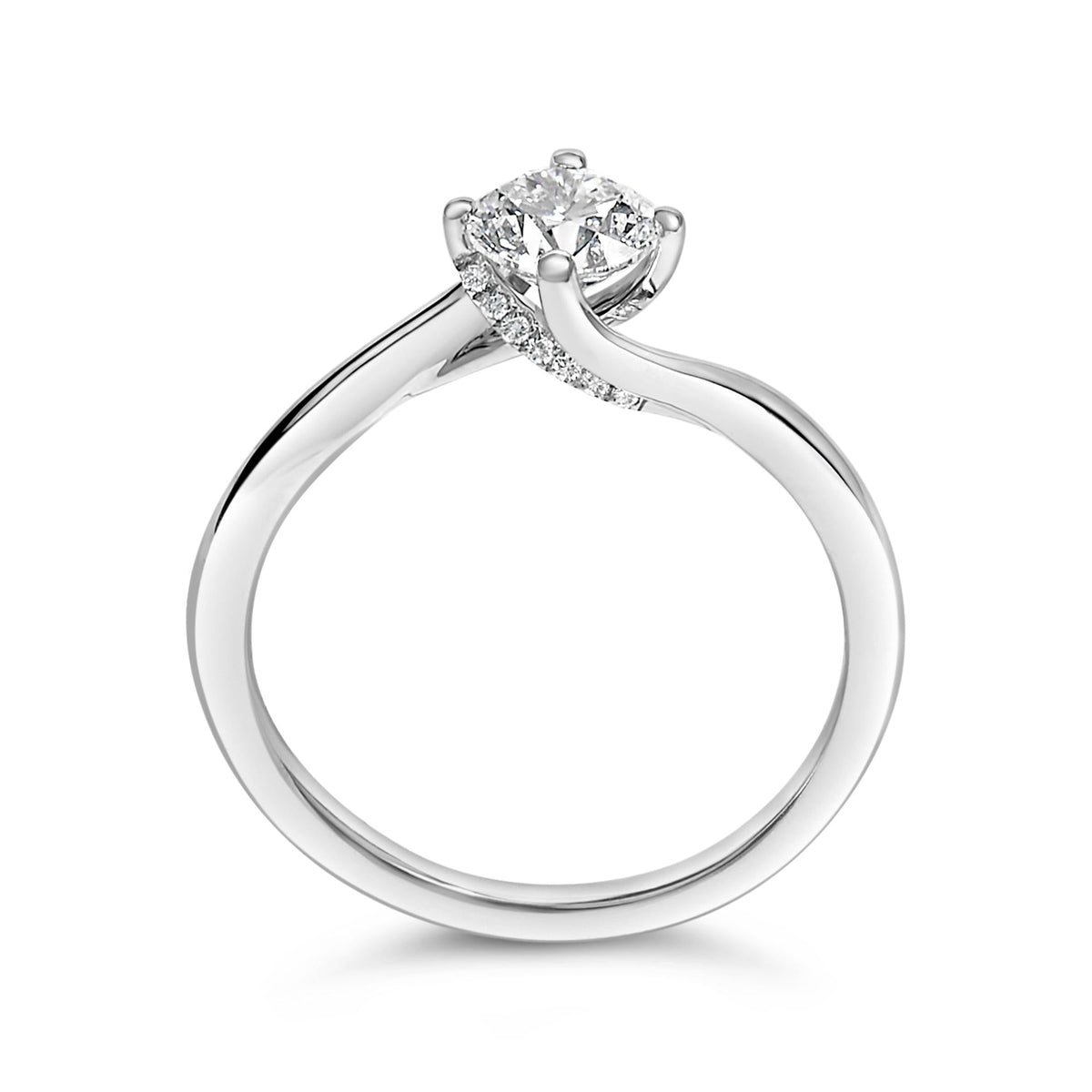 14K White Gold 4/5 Cttw Round Lab Grown Diamond Bypass Solitaire Engagement Ring (F-G Color, VS1-VS2 Clarity)