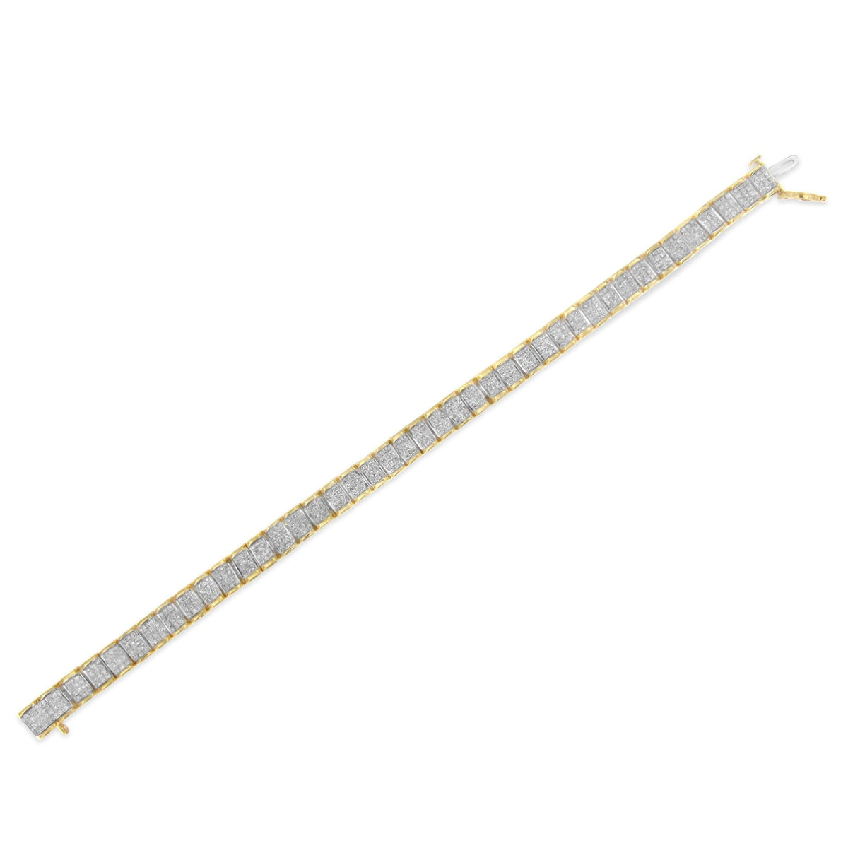 14K Gold 5.00 Cttw Square Princess Cut White Diamond Rectangular Invisible Set Link Tennis Bracelet (H-I Color, SI2-I1 Clarity) - 7.5” Inches
