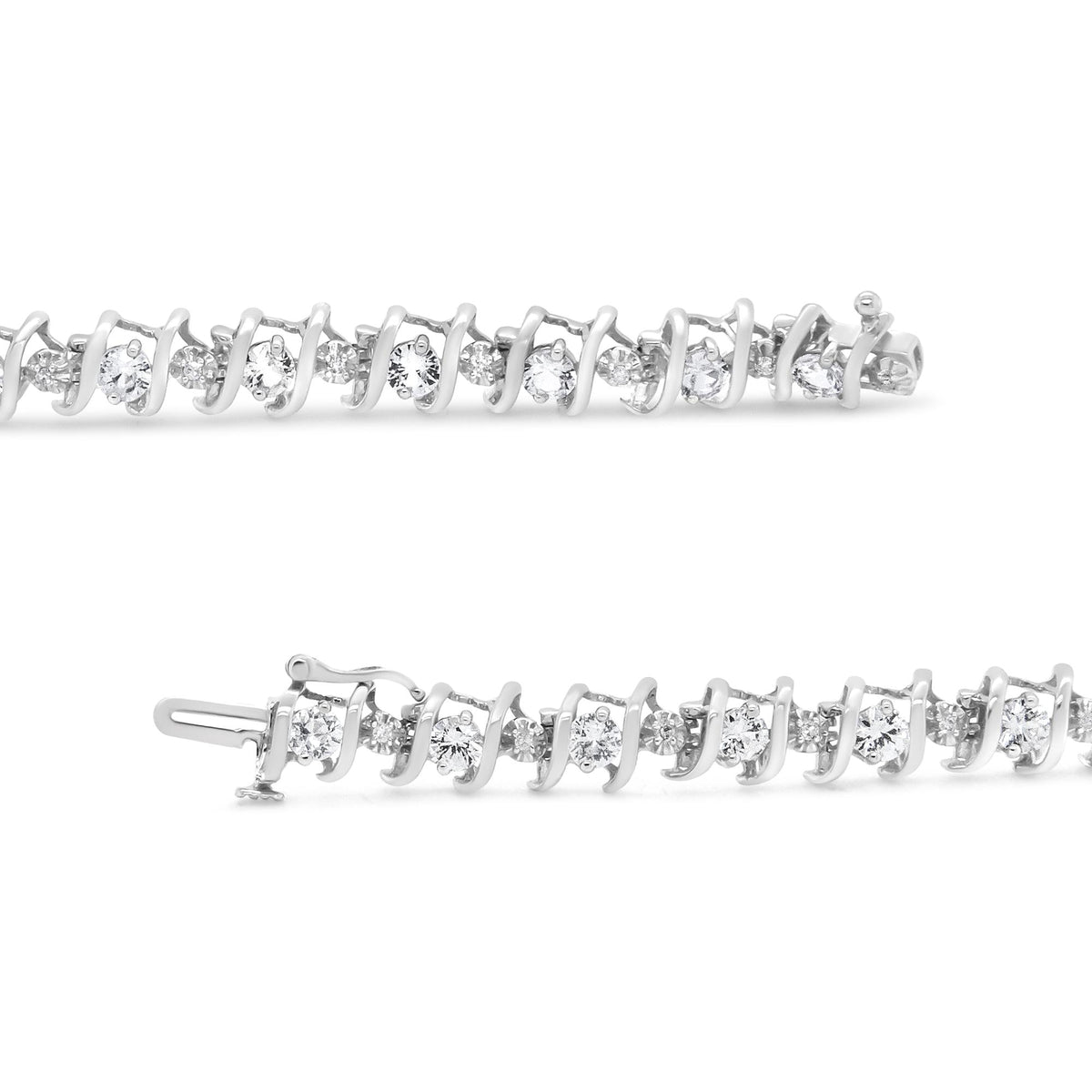 .925 Sterling Silver Lab-Grown Birthstone and 1/6 Cttw Round Diamond Tennis Bracelet (H-I Color, I1-I2 Clarity) - JackiEaslick