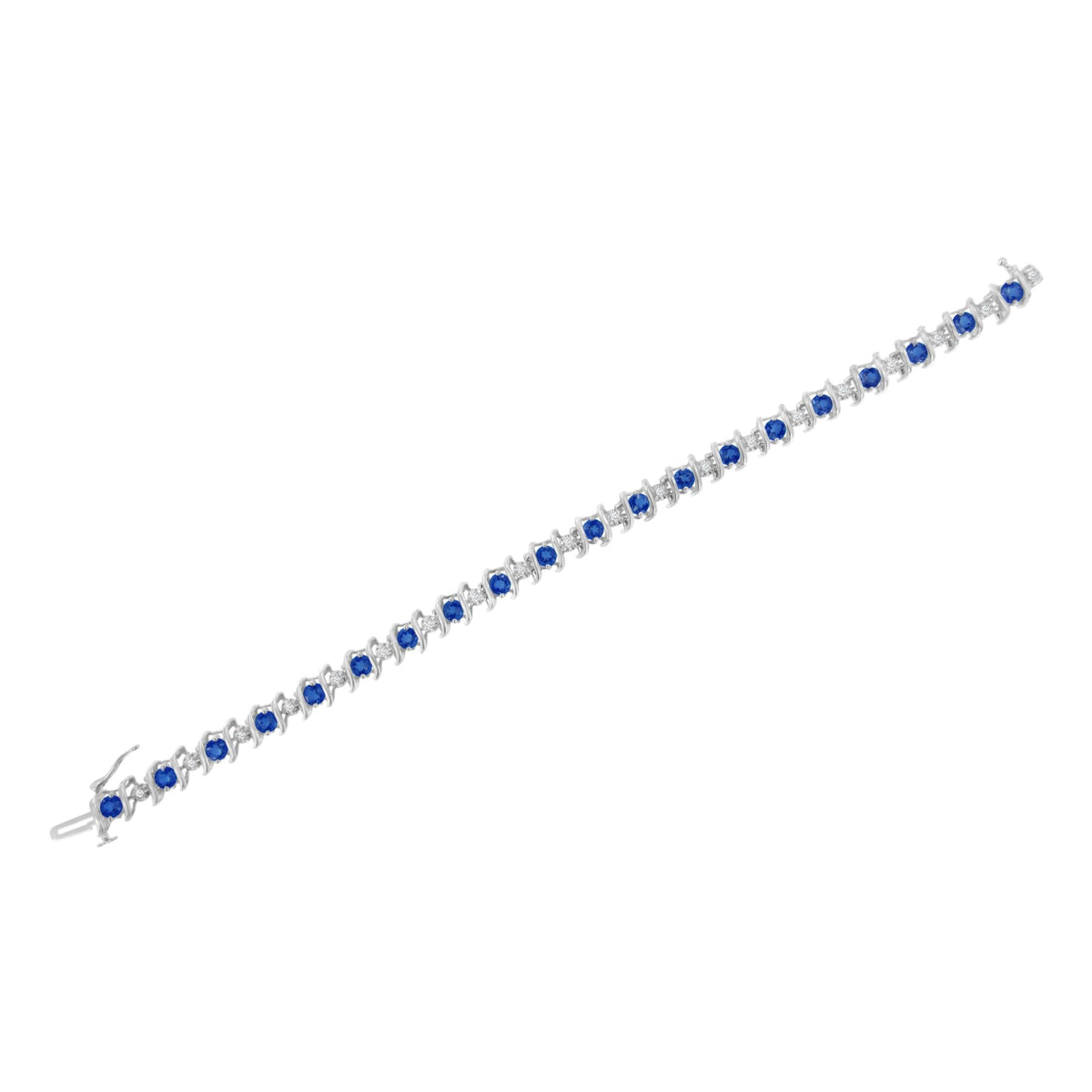 .925 Sterling Silver Lab-Grown Birthstone and 1/6 Cttw Round Diamond Tennis Bracelet (H-I Color, I1-I2 Clarity) - JackiEaslick