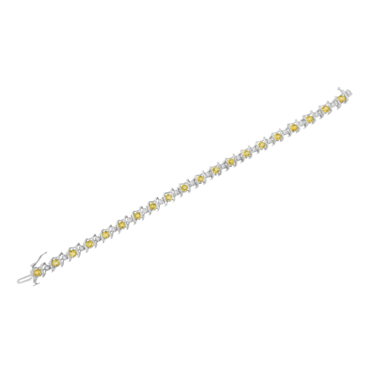 .925 Sterling Silver Lab-Grown Birthstone and 1/6 Cttw Round Diamond Tennis Bracelet (H-I Color, I1-I2 Clarity) - JackiEaslick