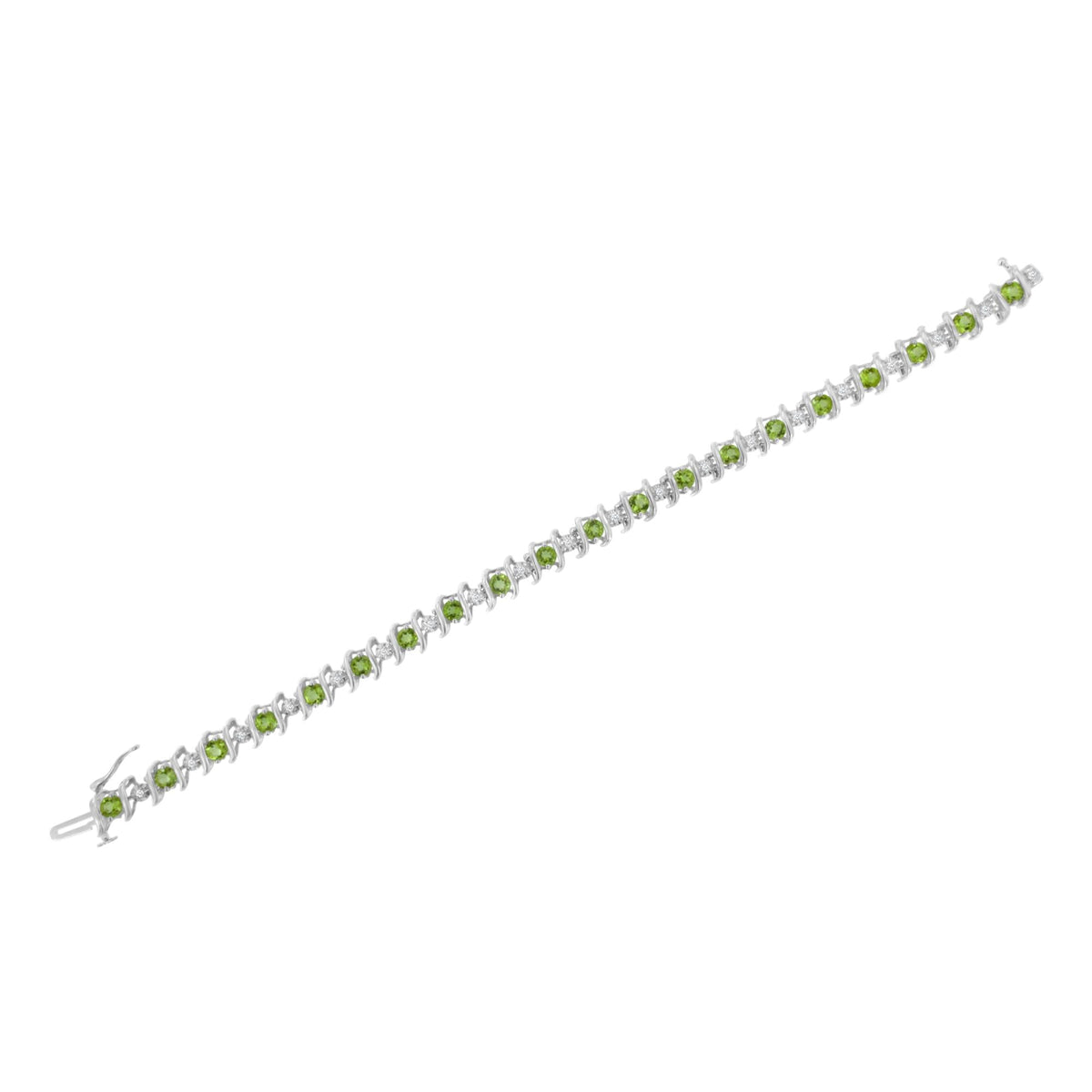 .925 Sterling Silver Lab-Grown Birthstone and 1/6 Cttw Round Diamond Tennis Bracelet (H-I Color, I1-I2 Clarity) - JackiEaslick