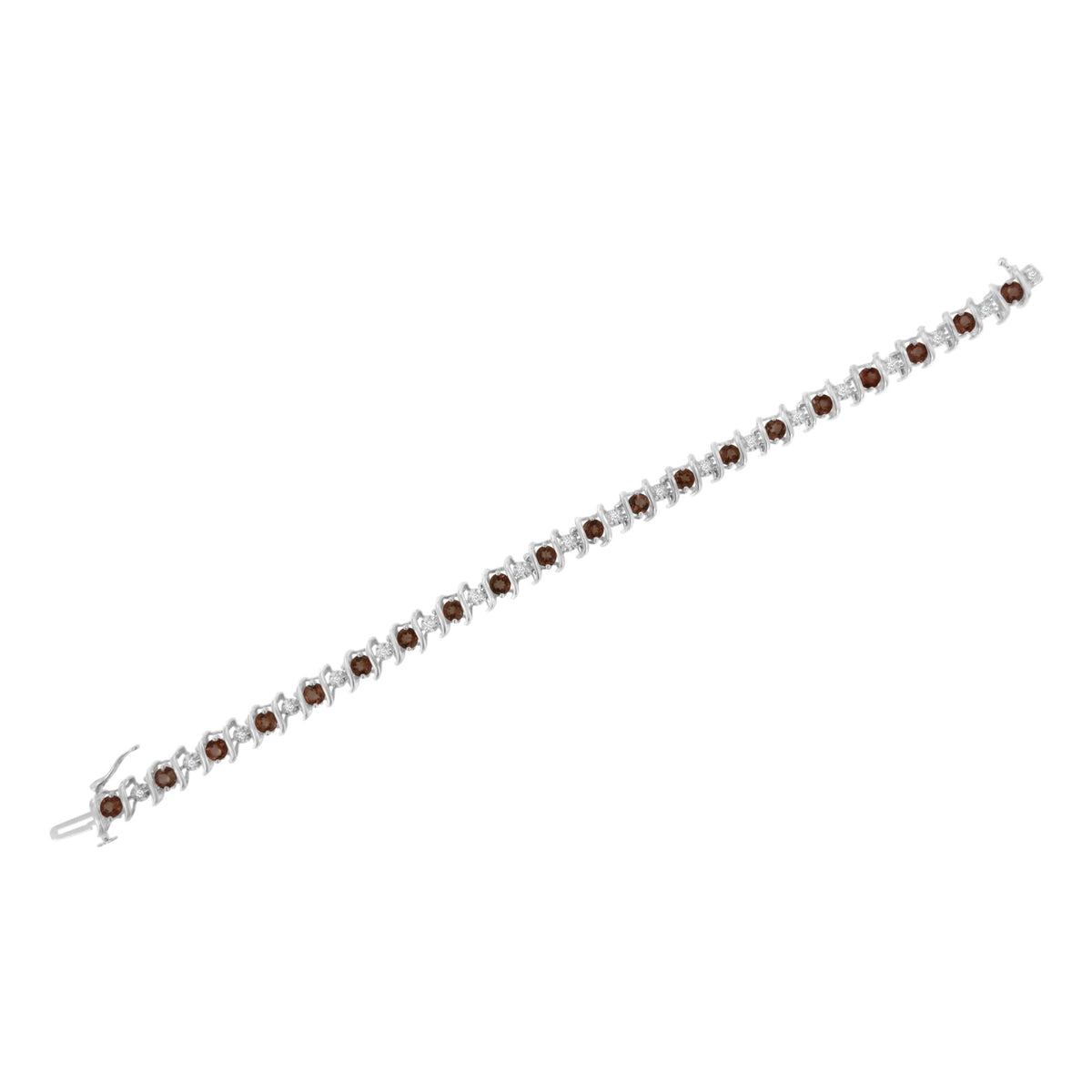 .925 Sterling Silver Lab-Grown Birthstone and 1/6 Cttw Round Diamond Tennis Bracelet (H-I Color, I1-I2 Clarity) - JackiEaslick