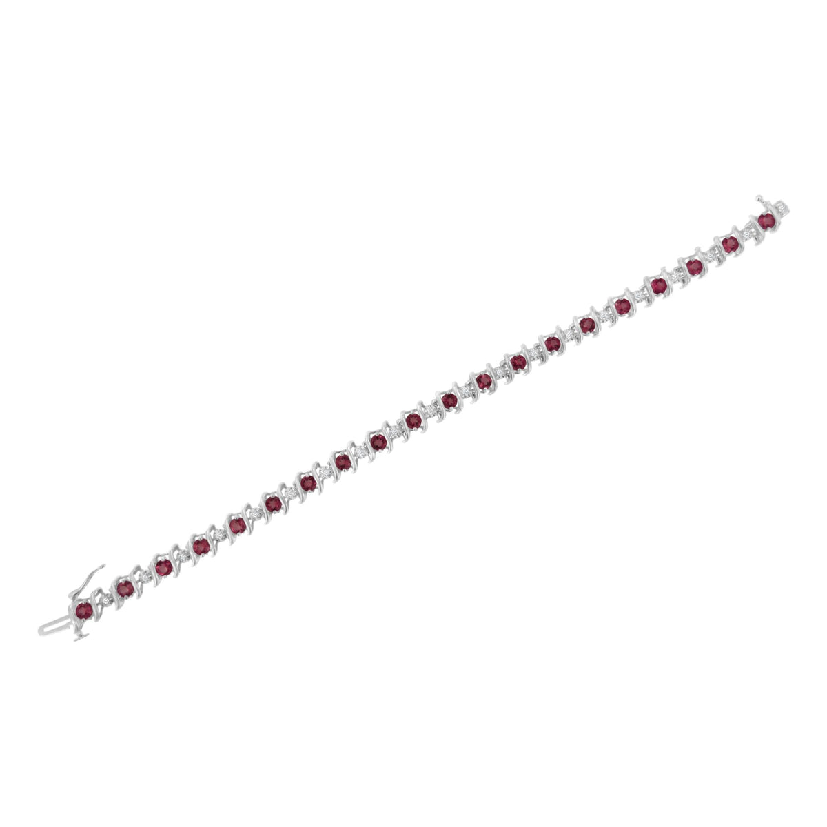 .925 Sterling Silver Lab-Grown Birthstone and 1/6 Cttw Round Diamond Tennis Bracelet (H-I Color, I1-I2 Clarity) - JackiEaslick