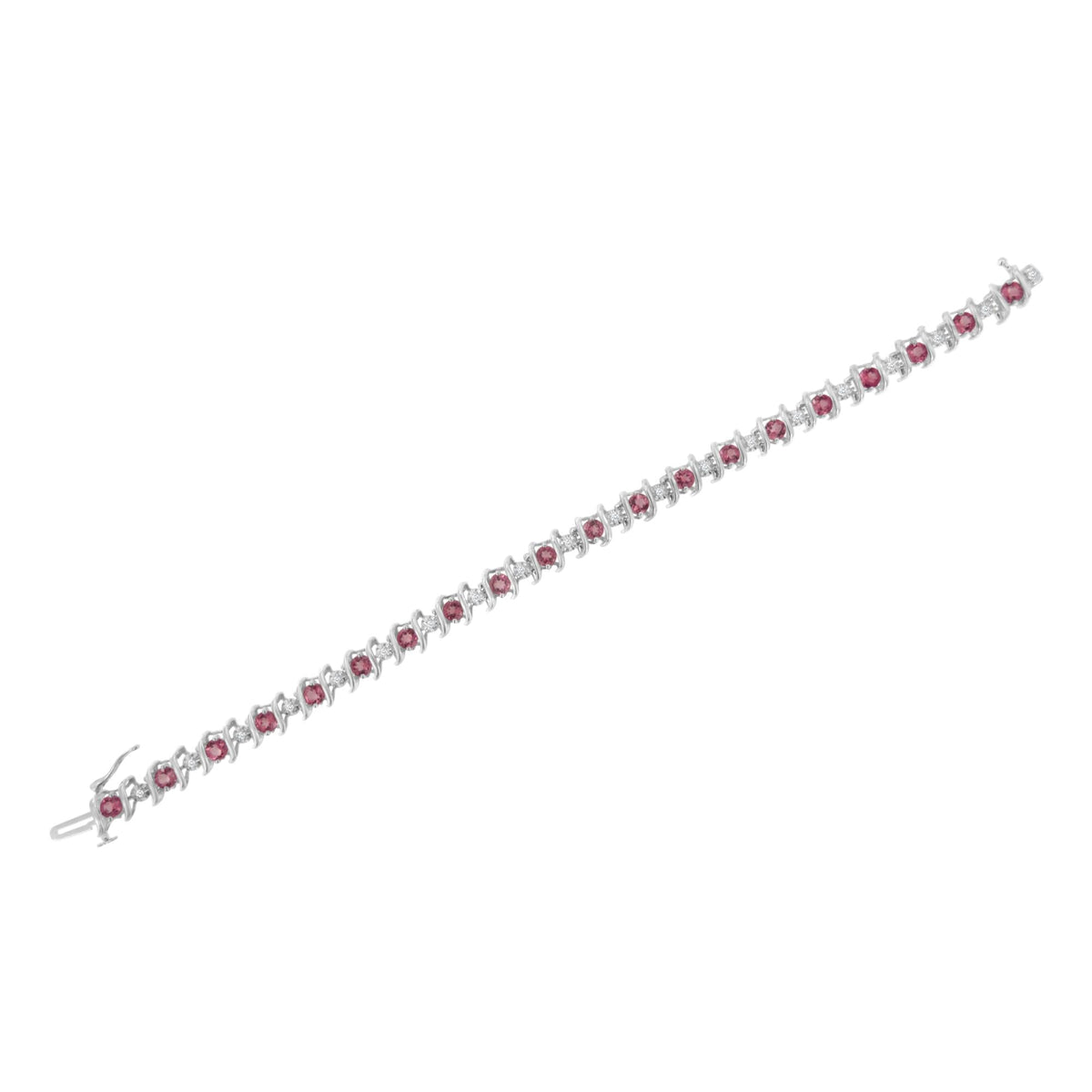 .925 Sterling Silver Lab-Grown Birthstone and 1/6 Cttw Round Diamond Tennis Bracelet (H-I Color, I1-I2 Clarity) - JackiEaslick