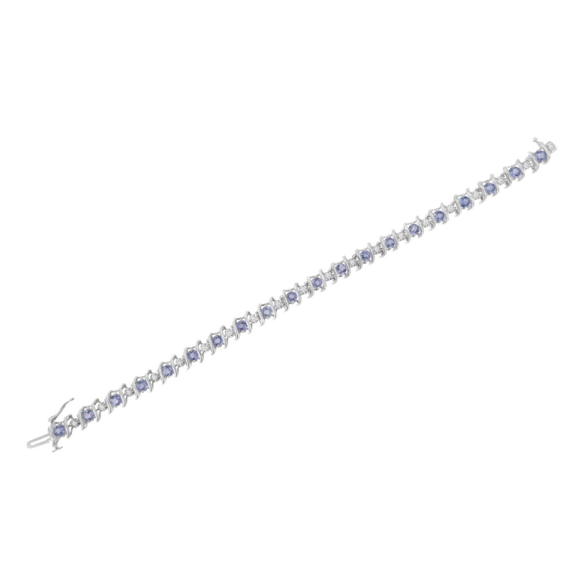 .925 Sterling Silver Lab-Grown Birthstone and 1/6 Cttw Round Diamond Tennis Bracelet (H-I Color, I1-I2 Clarity) - JackiEaslick