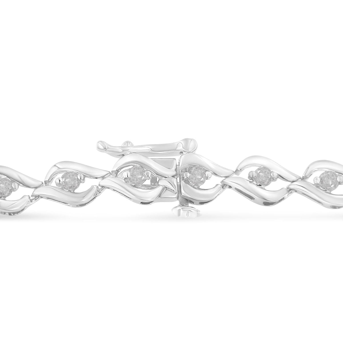 .925 Sterling Silver 1/2 Cttw Rose Cut Diamond Almond Shape Link Tennis Bracelet (I-J Color, I3 Clarity) - 7” - JackiEaslick