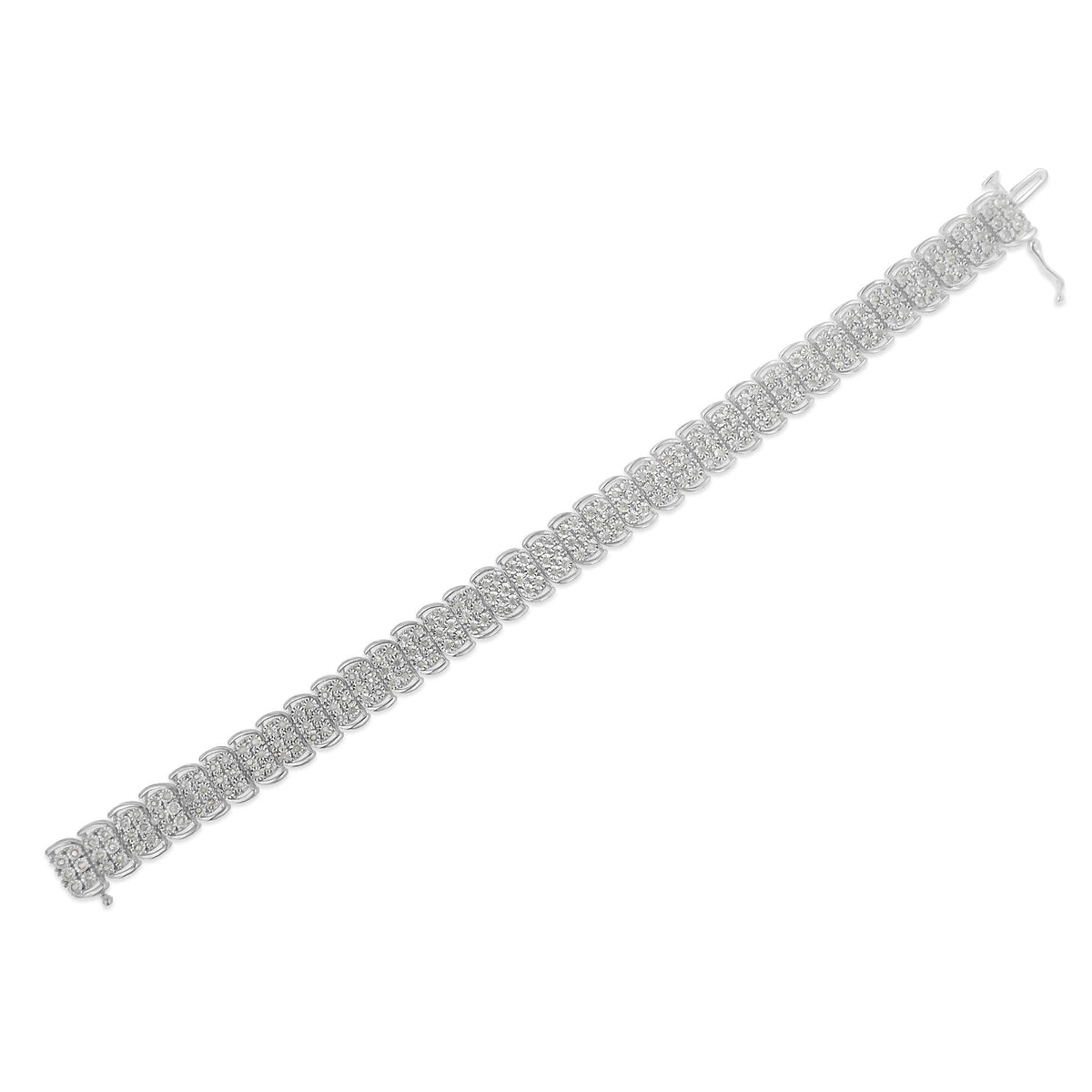 .925 Sterling-Silver 2.0 Cttw Miracle Set Diamond 3 Row S Curve Line Tennis Bracelet (I-J Color, I3 Clarity) -7.25" - JackiEaslick