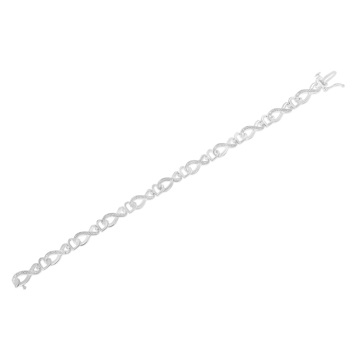 .925 Sterling Silver 1/5 Cttw Diamond 7” Infinity Heart Tennis Bracelet (H-I Color, I2-I3 Clarity) - JackiEaslick