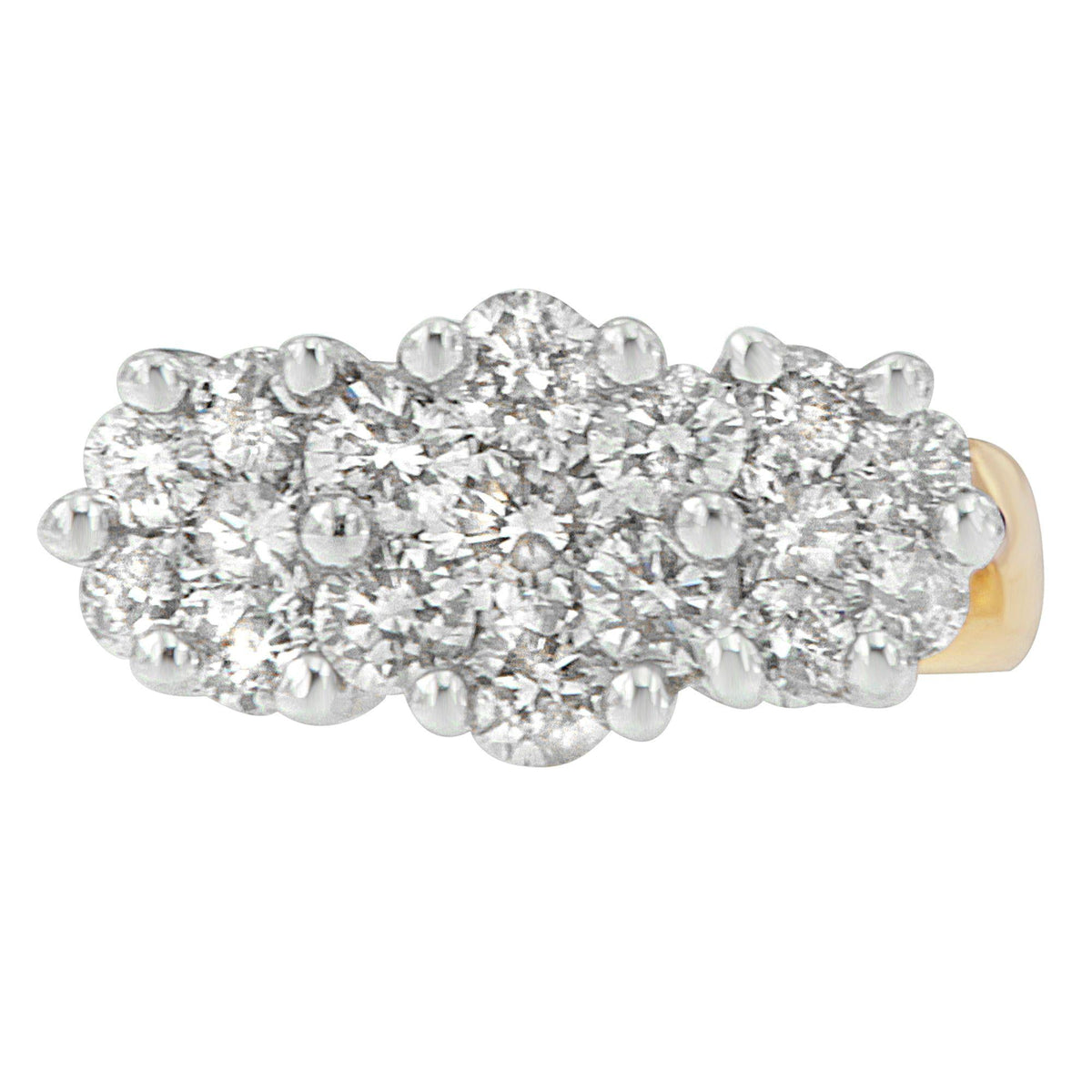 14K Yellow Gold 2.00 Cttw Diamond Cocktail Taper Cluster Stud Earrings (I-J Color, I1-I2 Clarity)