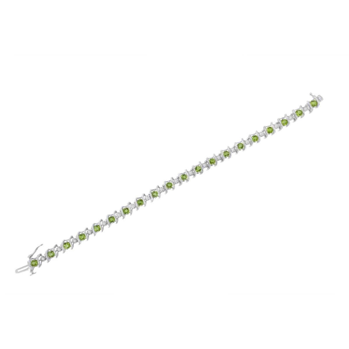 .925 Sterling Silver Lab-Grown Birthstone and 1/6 Cttw Round Diamond Tennis Bracelet (H-I Color, I1-I2 Clarity) - JackiEaslick