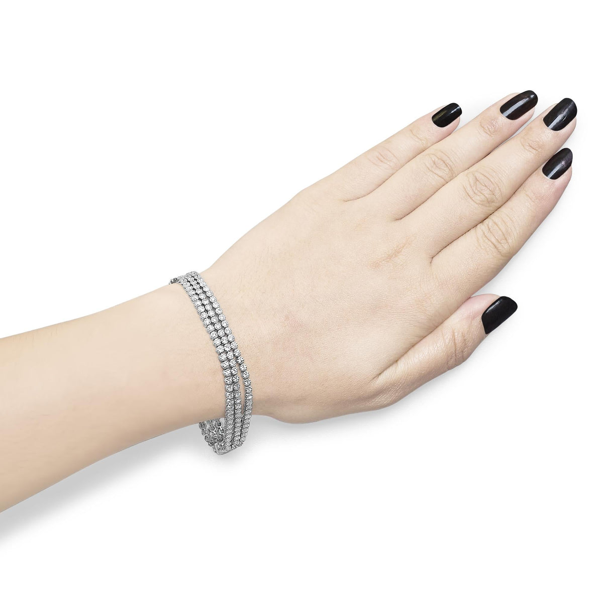18K White Gold 5.00 Cttw Natural Diamond 3 Row Link Tennis Bracelet (G-H Color, VS1-VS2 Clarity) - 7.25" Inches