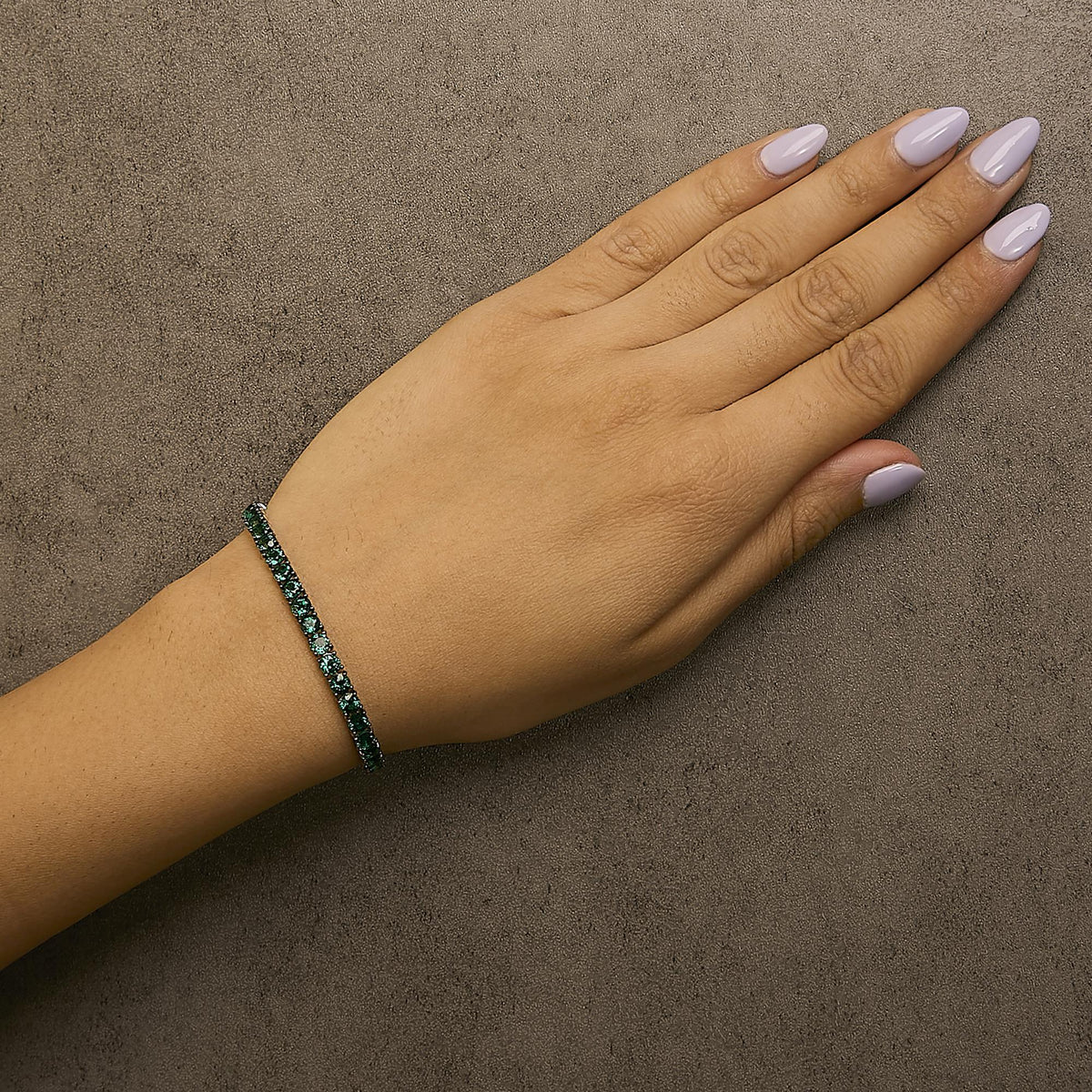 Men's .925 Sterling Silver Created Green Emerald Tennis Bracelet - 8.5" Inches