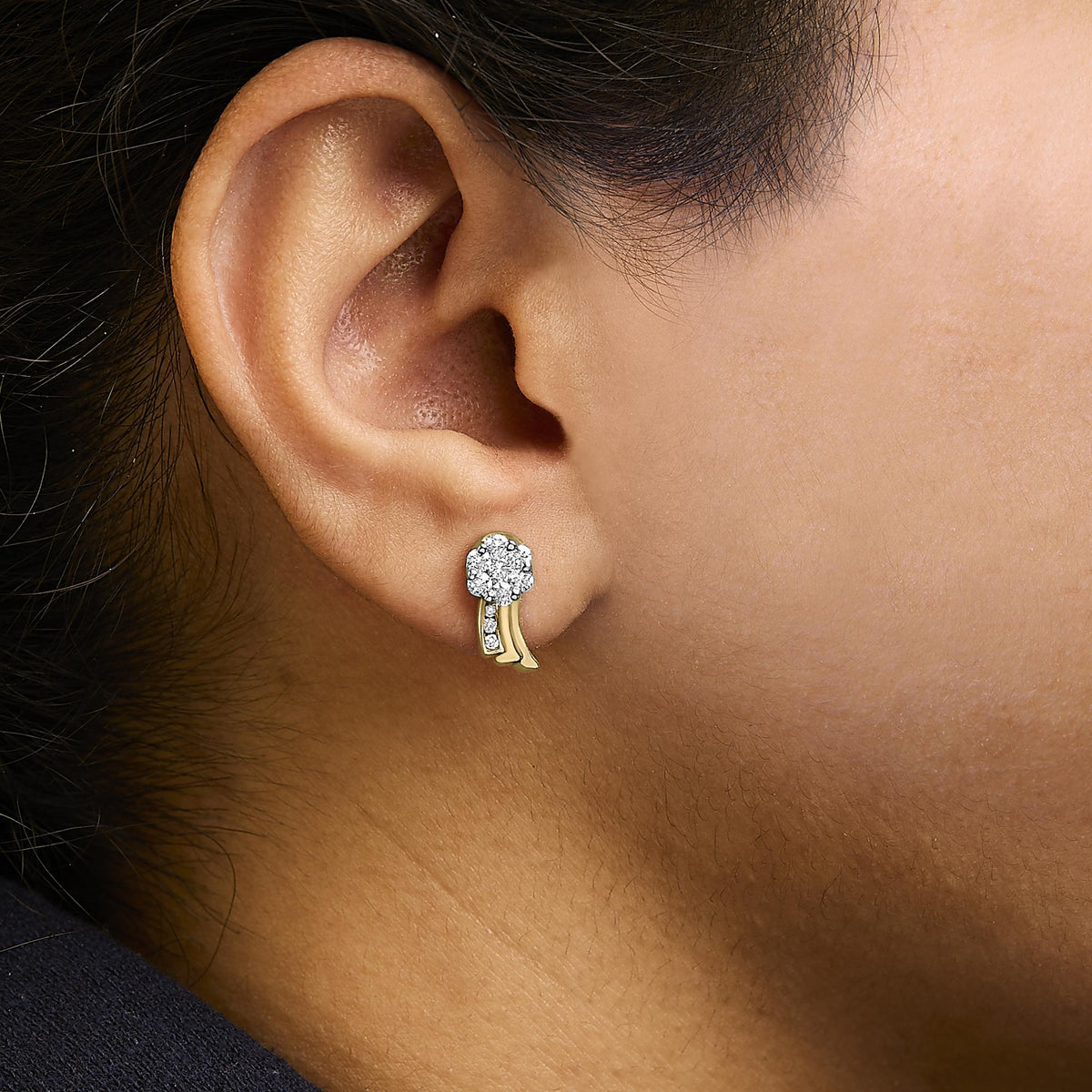 14K Yellow Gold 7/8 cttw Round Cut Diamond Earrings (I-J, SI1-SI2)