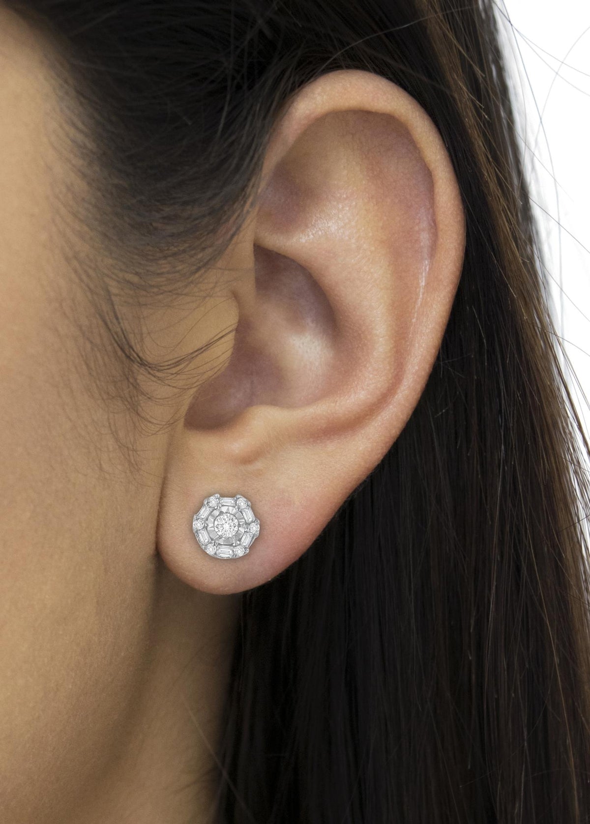 10K White Gold Diamond Stud Earring (1/2 cttw, I-J Color, I3 Clarity) - JackiEaslick