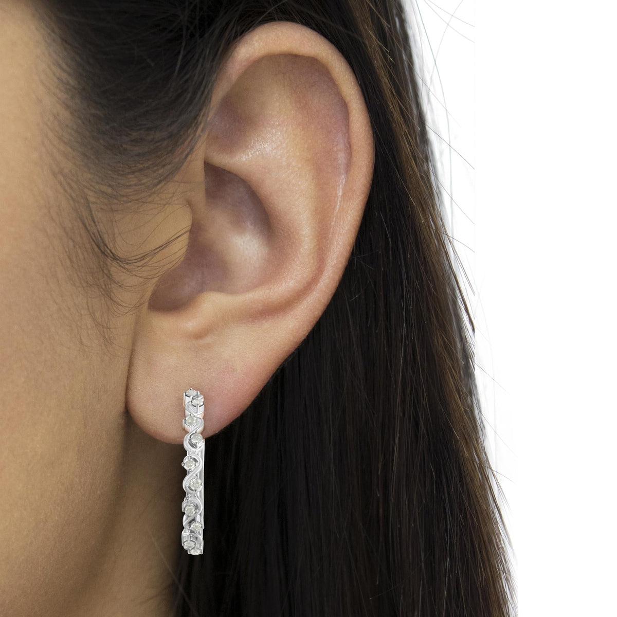 Sterling-Silver Diamond Hoop Earring (1/2 cttw, I-J Color, I3 Clarity) - JackiEaslick
