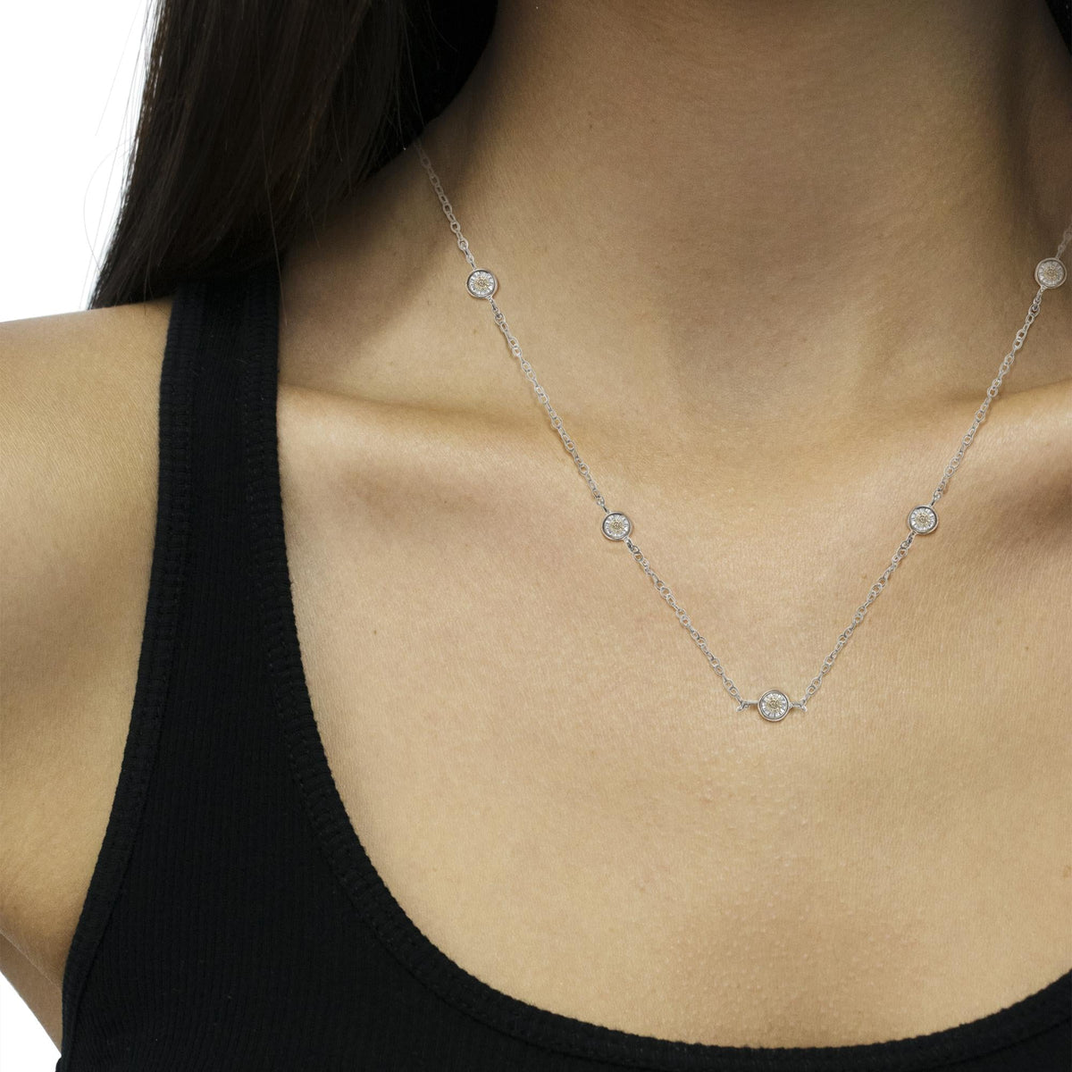 Sterling Silver Diamond Station Necklace (1/2 cttw, I-J Color, I1-I2 Clarity) - JackiEaslick