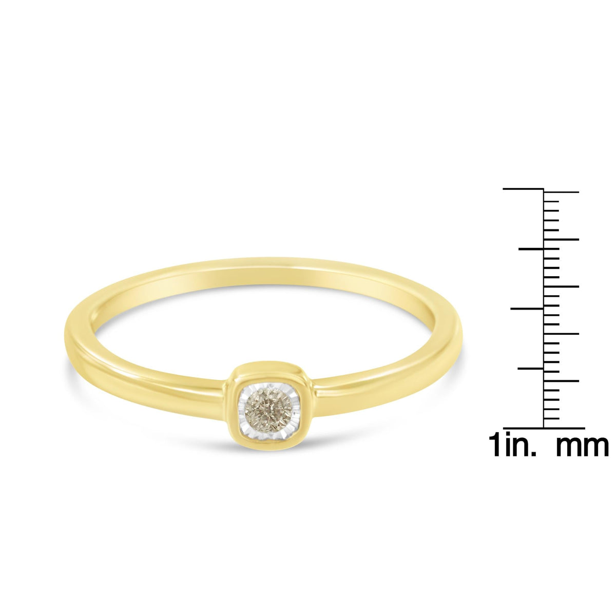14K Yellow Gold Plated .925 Sterling Silver 1/20 Carat Diamond Square Cushion-Shaped Miracle Set Petite Fashion Promise Ring (J-K Color, I1-I2 Clarity) - JackiEaslick