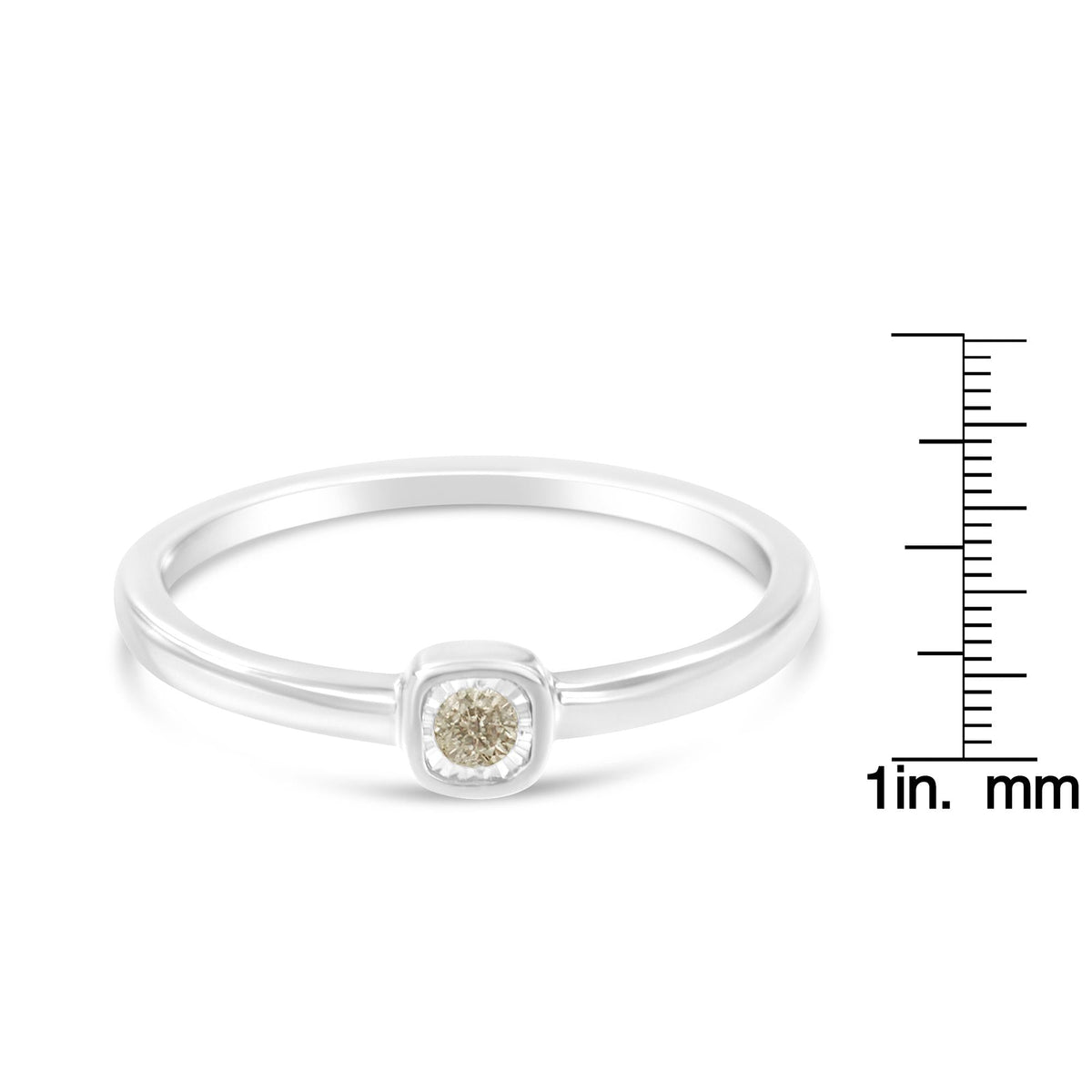 .925 Sterling Silver 1/20 Carat Diamond Square Cushion-Shaped Miracle Set Petite Fashion Promise Ring (J-K Color, I1-I2 Clarity) - JackiEaslick