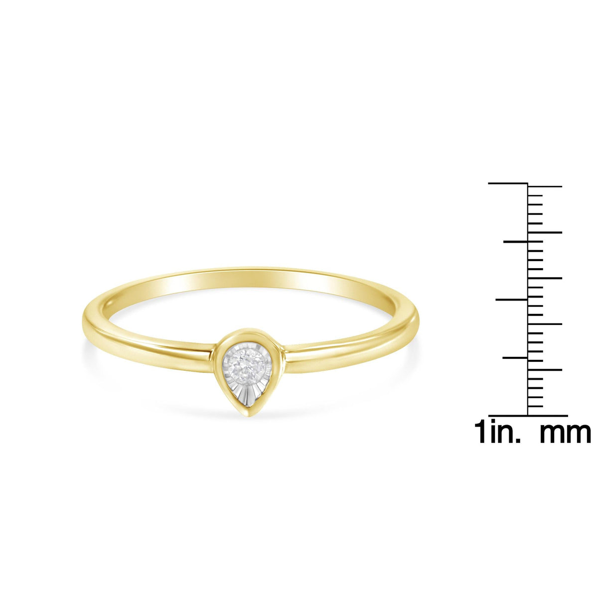 14K Yellow Gold Plated .925 Sterling Silver 1/20 Carat Diamond Teardrop Pear-Shaped Miracle Set Petite Fashion Ring (J-K Color, I1-I2 Clarity) - JackiEaslick