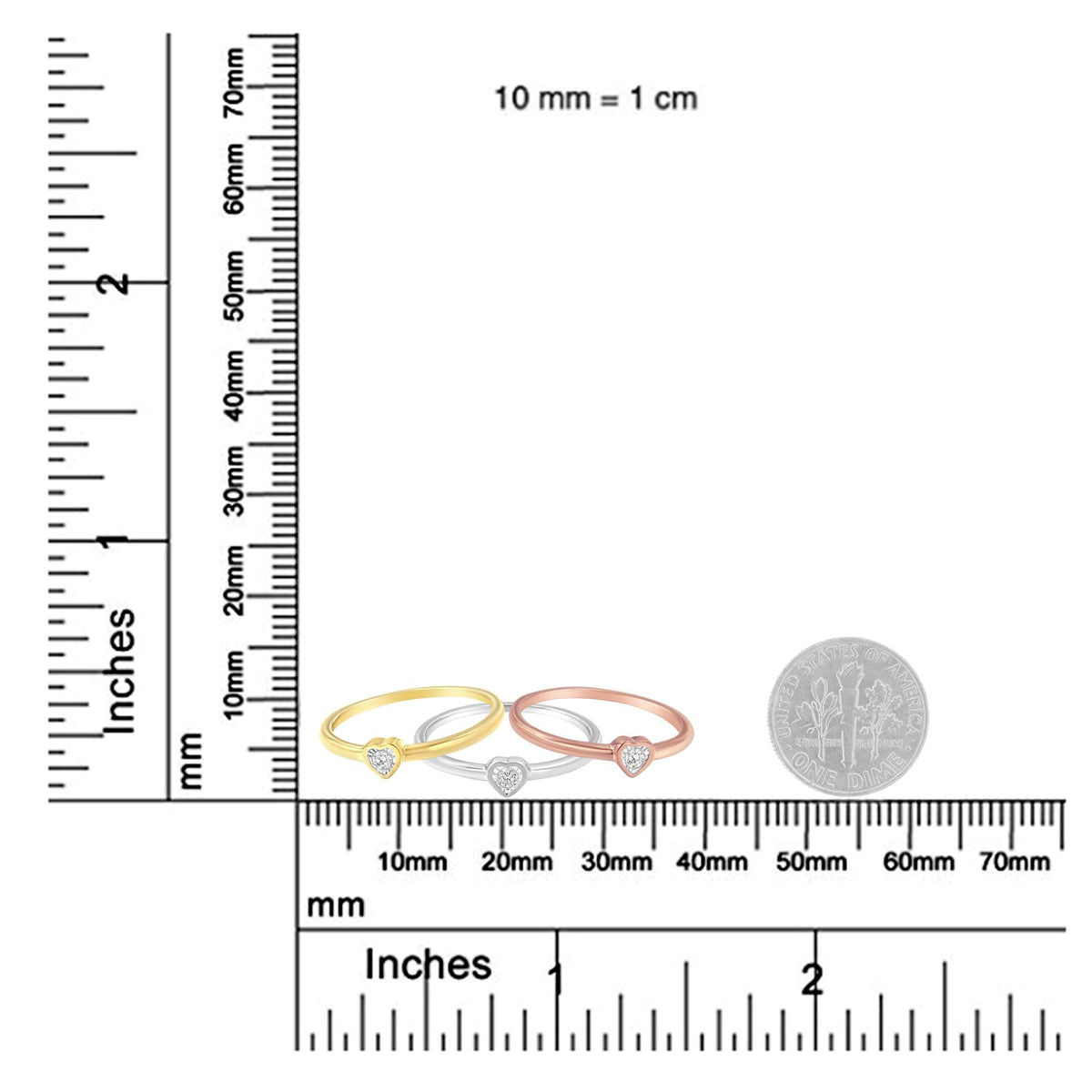 .925 Sterling Silver Diamond Heart Shaped Stackable Promise Ring Set (1/6 Cttw, J-K Color, I1-I2 Clarity) - JackiEaslick