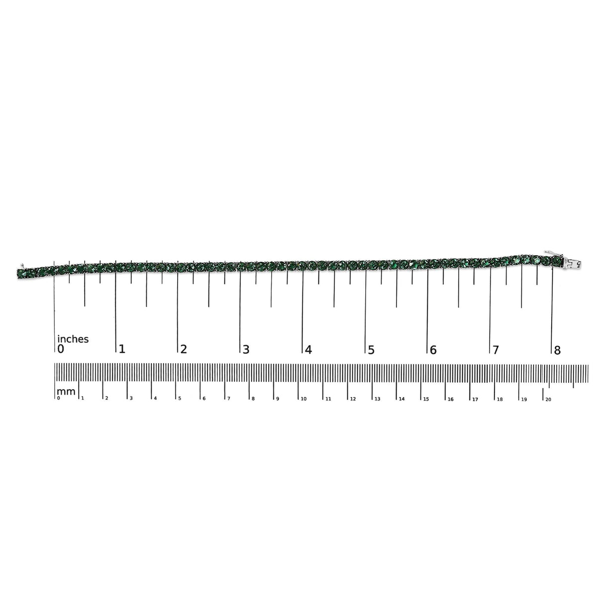 Men's .925 Sterling Silver Created Green Emerald Tennis Bracelet - 8.5" Inches