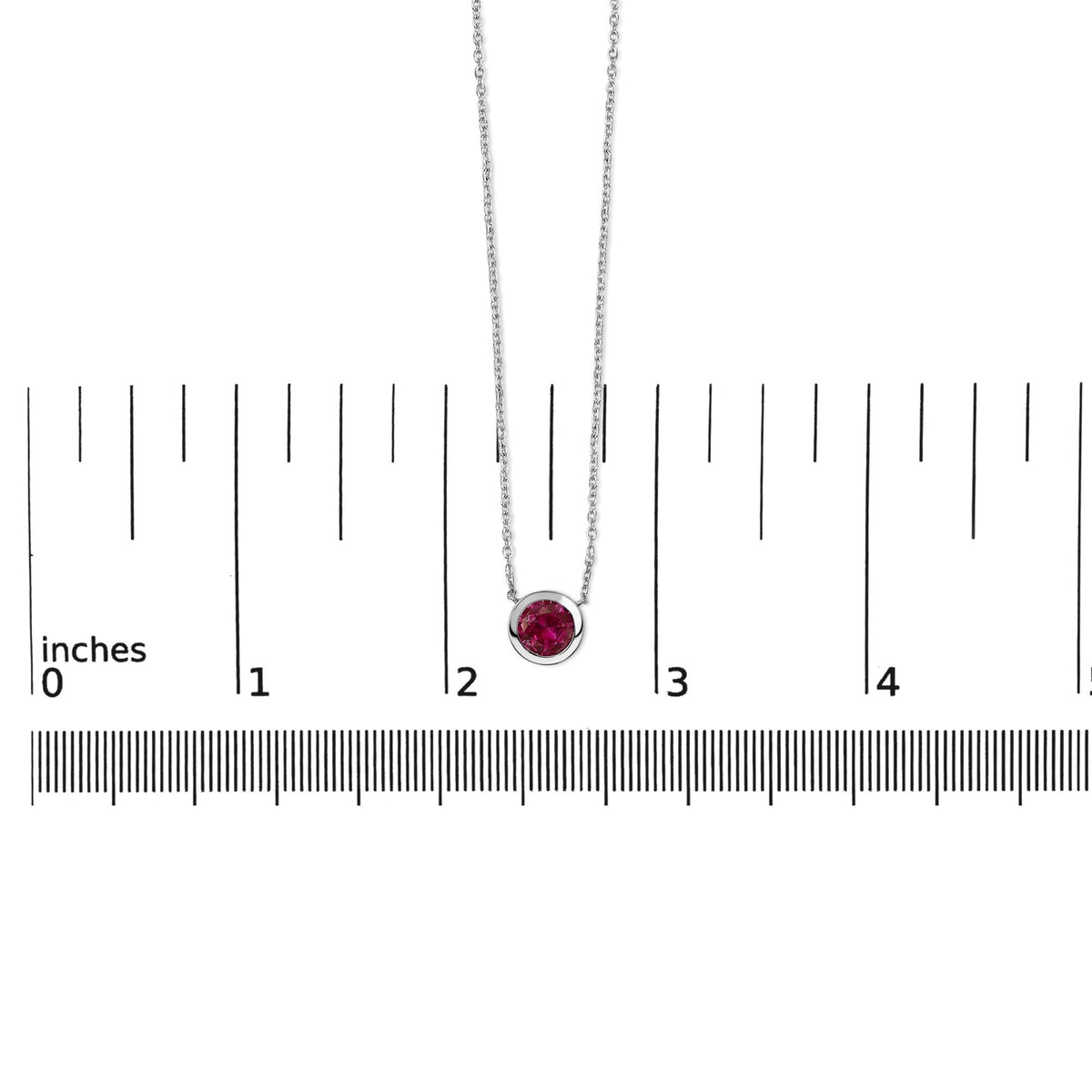 .925 Sterling Silver 7MM Bezel Set Created Gemstone Pendant Necklace - 18" Inches
