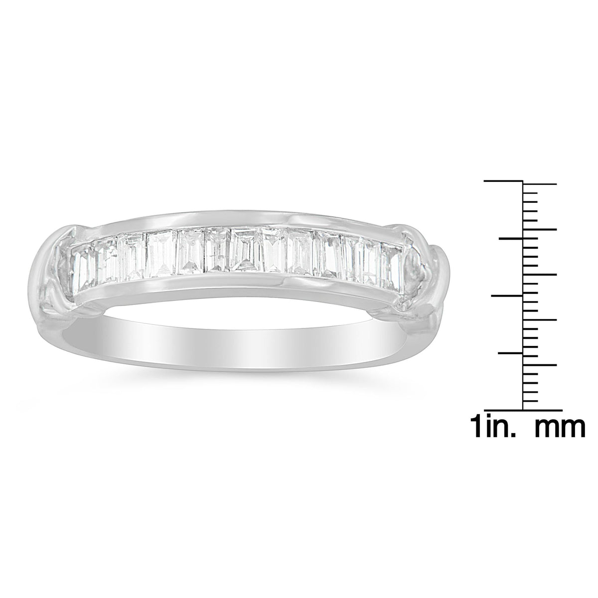 .925 Sterling Silver 1/2 Cttw Baguette Cut Diamond Channel Set X-Station Wedding Ring (H-I Color, I1-I2 Clarity) - JackiEaslick