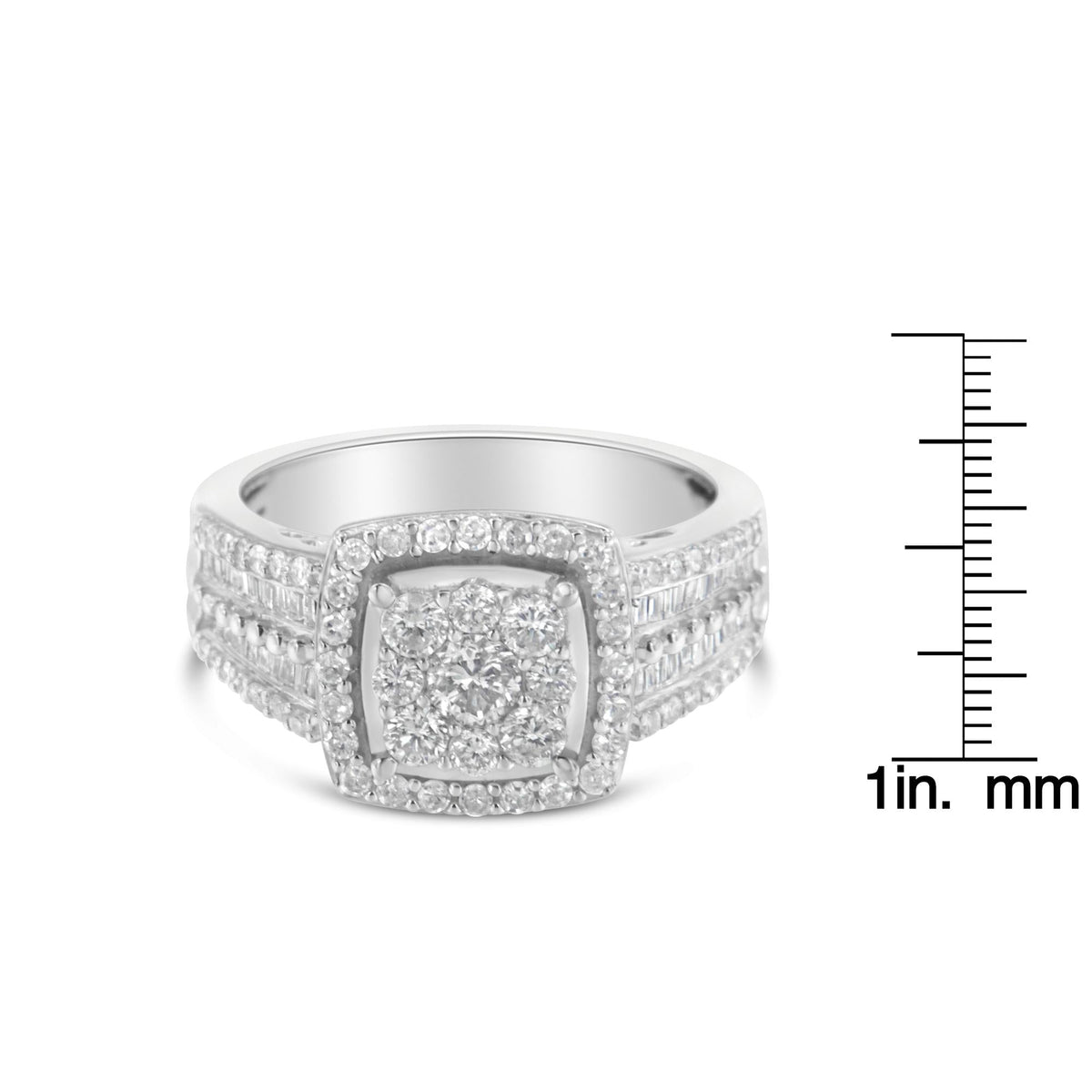10K White Gold Diamond Cluster Ring (1 Cttw, H-I Color, I1-I2 Clarity) - JackiEaslick