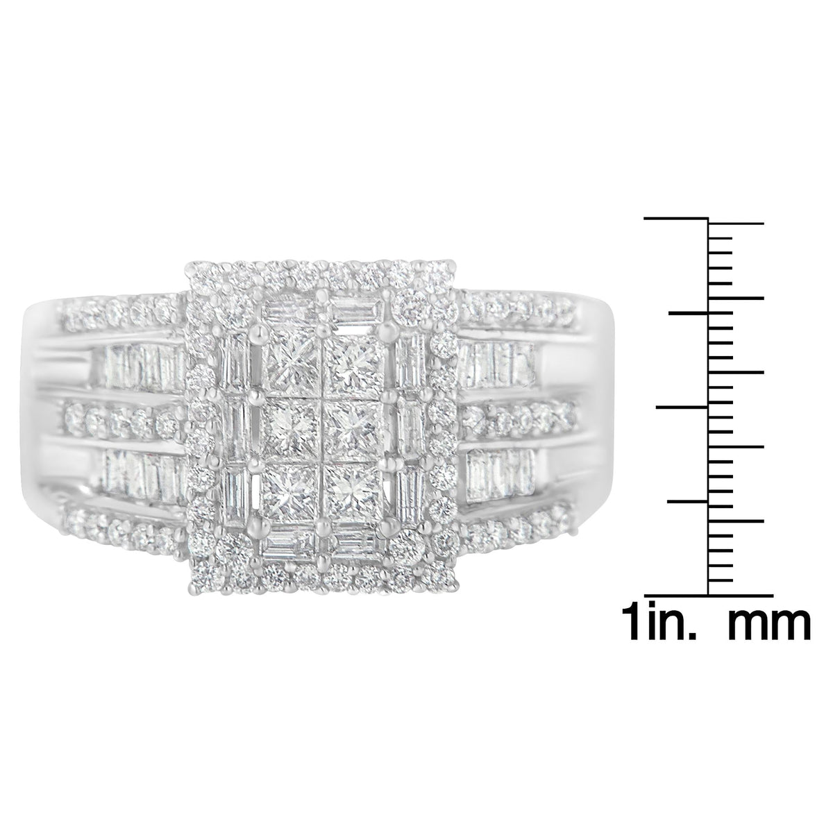 10K White Gold Diamond Cluster Ring (1 cttw, H-I Color, I1-I2 Clarity) - JackiEaslick