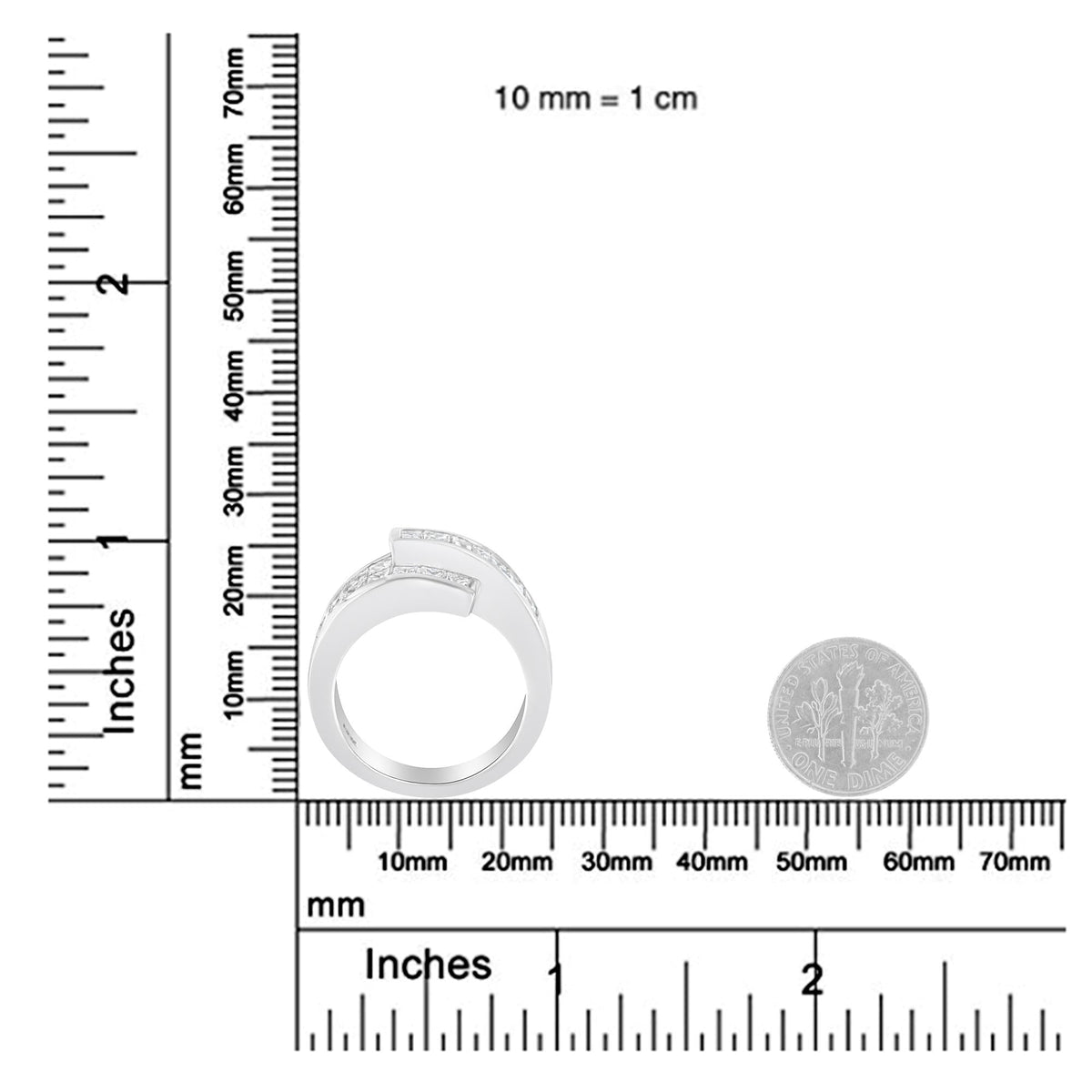 14K White Gold 2.0 Cttw Channel-Set Princess and Baguette-Cut Diamond Bypass Ring Band (G-H Color, SI1-SI2 Clarity) - JackiEaslick