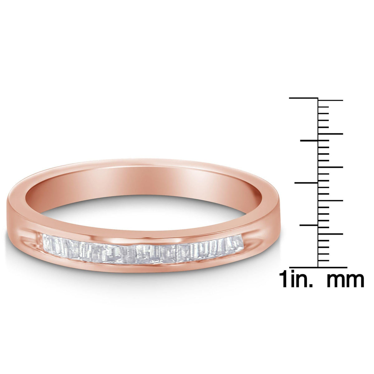 10K Rose Gold over .925 Sterling Silver 1/5 Cttw Diamond Channel-Set Stackable Band Ring (H-I Color, I1-I2 Clarity) - JackiEaslick