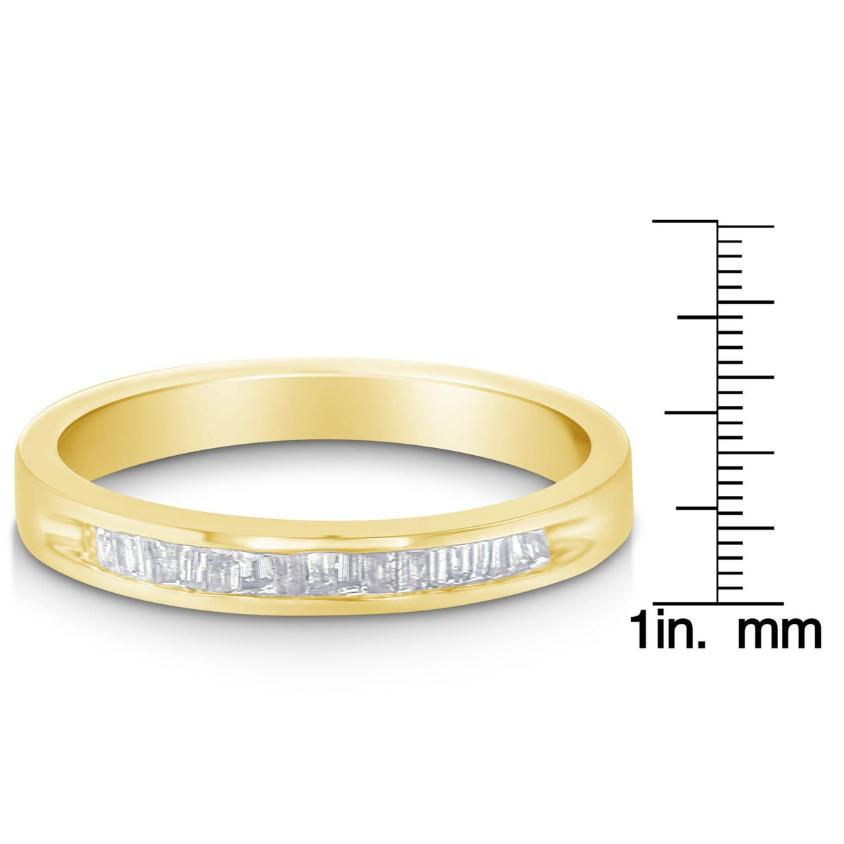 10K Yellow Gold over .925 Sterling Silver 1/5 Cttw Diamond Channel-Set Stackable Band Ring (H-I Color, I1-I2 Clarity) - JackiEaslick