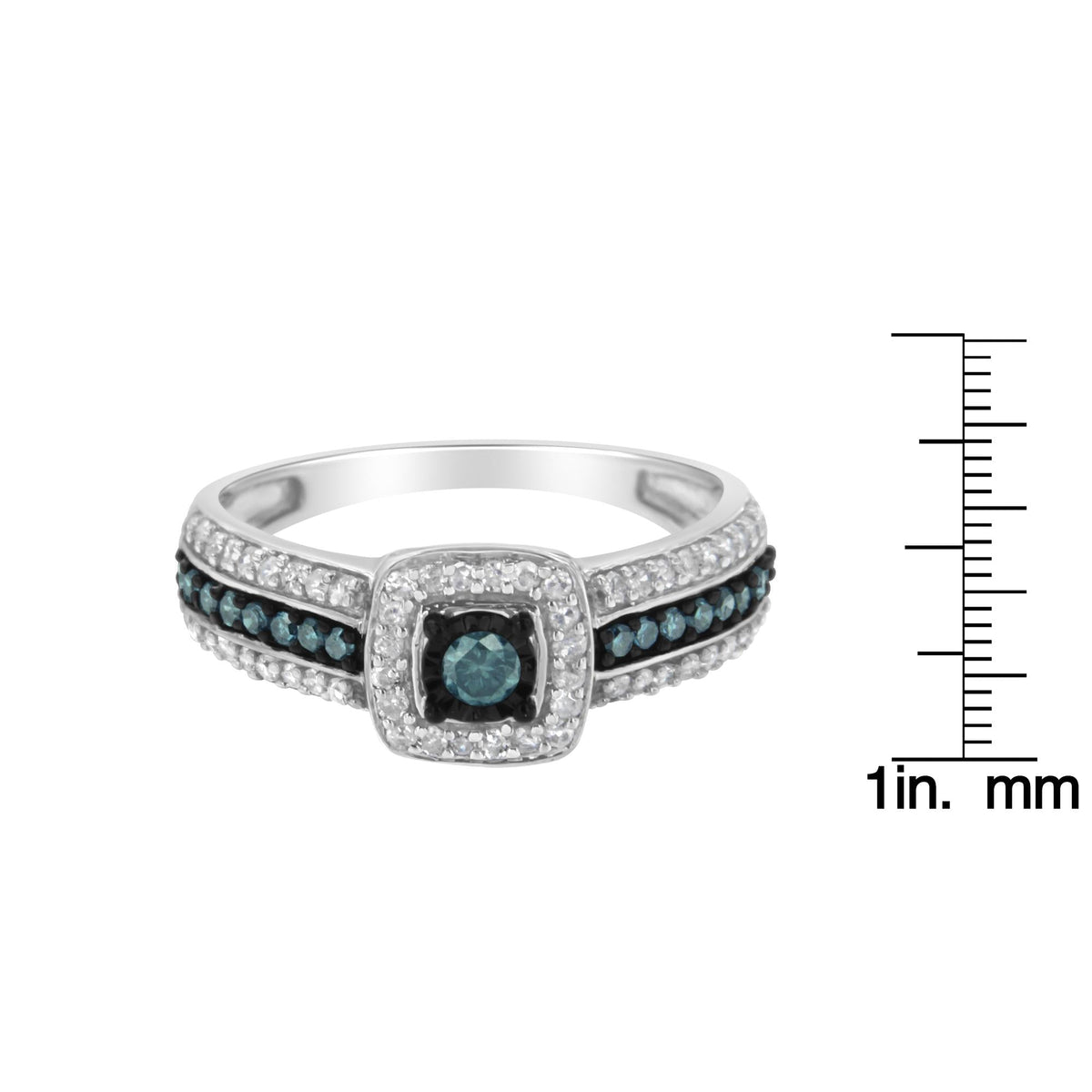 .925 Sterling Silver Treated Blue Miracle-Set Diamond Engagement Ring (1/2 Cttw, J-K Color, I1-I2 Clarity) - JackiEaslick