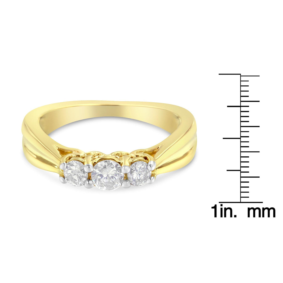 10K Yellow Gold Three-stone Diamond Ring (0.50 cttw, J-K Color, I2-I3 Clarity) - JackiEaslick
