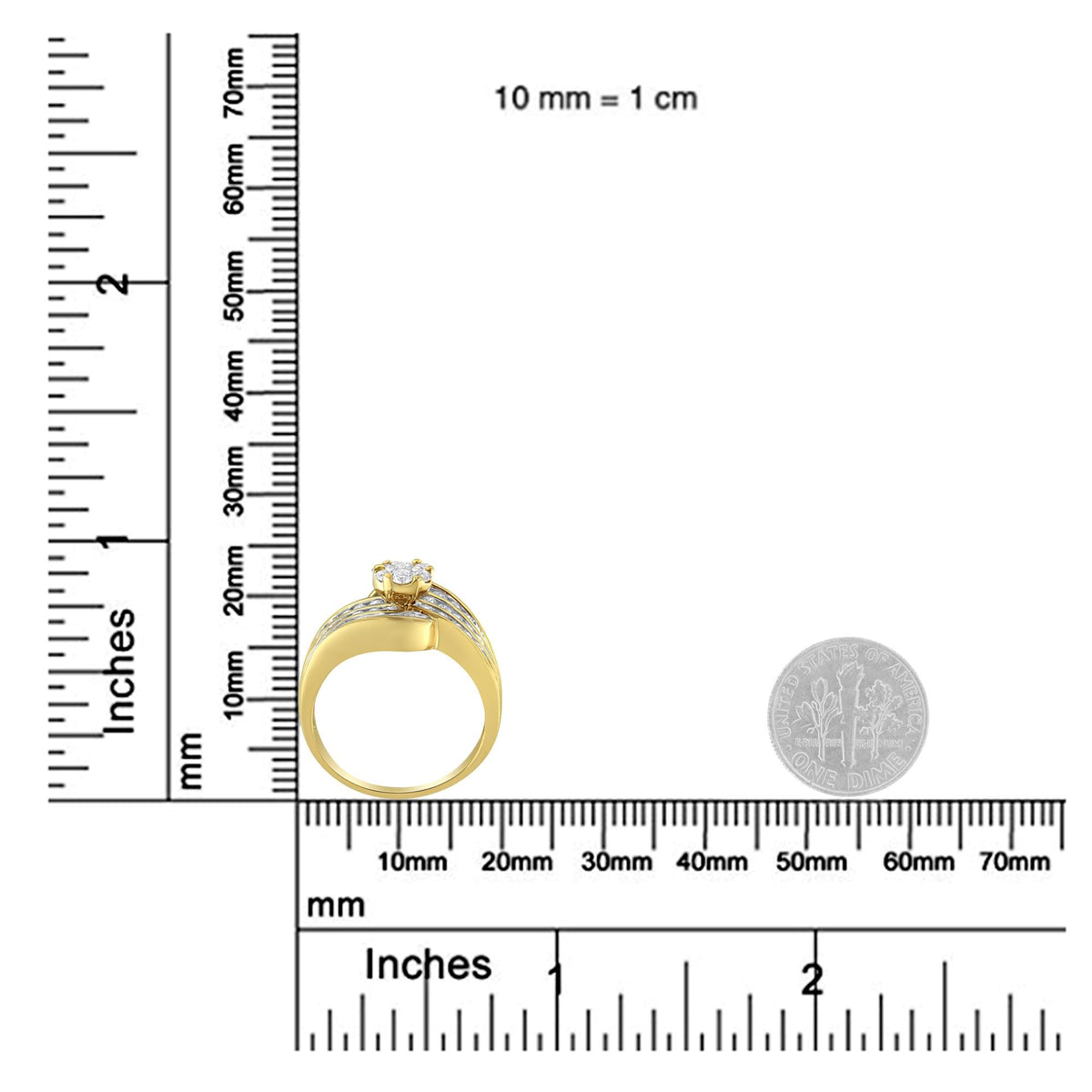 14K Yellow Gold Diamond Cocktail Bypass Ring (1 1/2 Cttw, H-I Color, SI2-I1 Clarity) - JackiEaslick