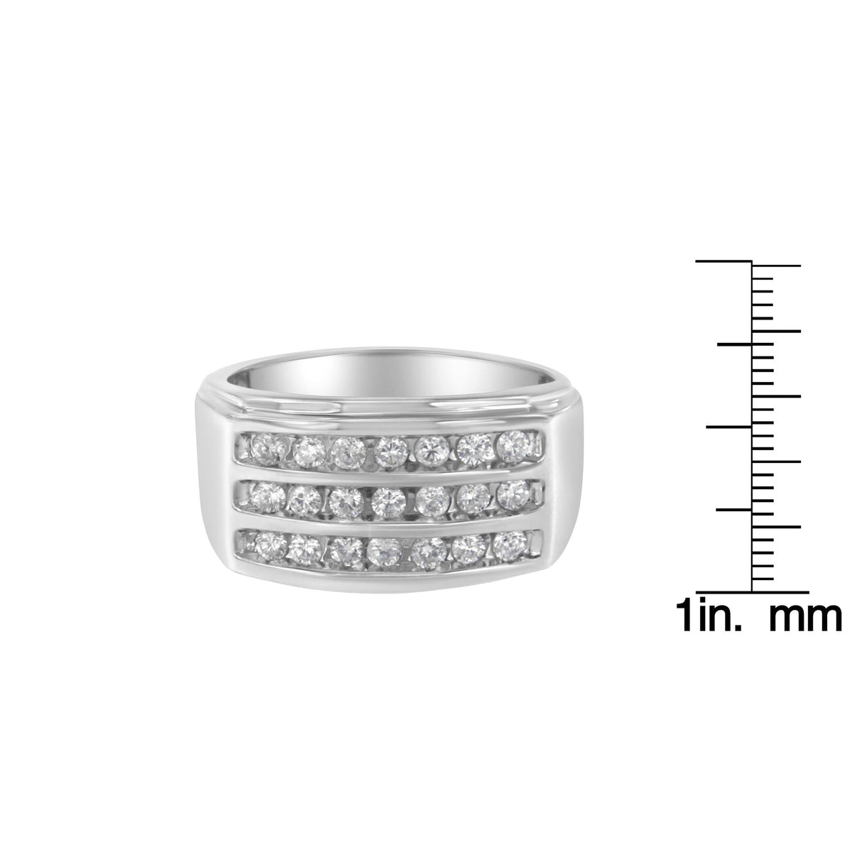 14K White Gold Men's Diamond Channel Set Band Ring (1 cttw, H-I Color, SI2-I1 Clarity) - JackiEaslick