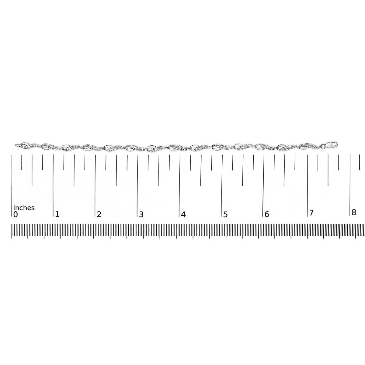 10k White Gold Diamond Accent Spiral Link Bracelet (H-I Color, I3 Clarity) - 7.5" Inches
