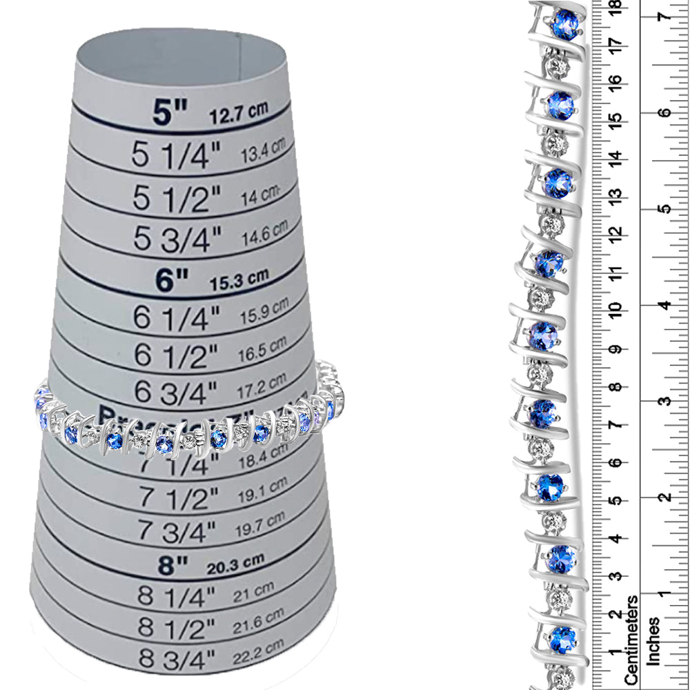 .925 Sterling Silver Lab-Grown Birthstone and 1/6 Cttw Round Diamond Tennis Bracelet (H-I Color, I1-I2 Clarity) - JackiEaslick