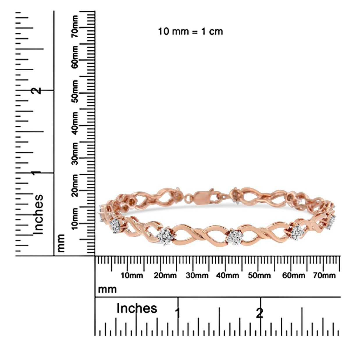 10K Rose Gold Plated .925 Sterling Silver 1/2 Cttw Diamond Infinity Link Tennis Bracelet (H-I Color, I2-I3 Clarity) -7”