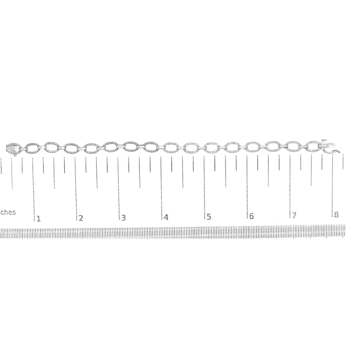 .925 Sterling Silver 1/2 Cttw Diamond   Oval Link Bracelet (I-J Color, I3 Clarity) -  Size 7.25