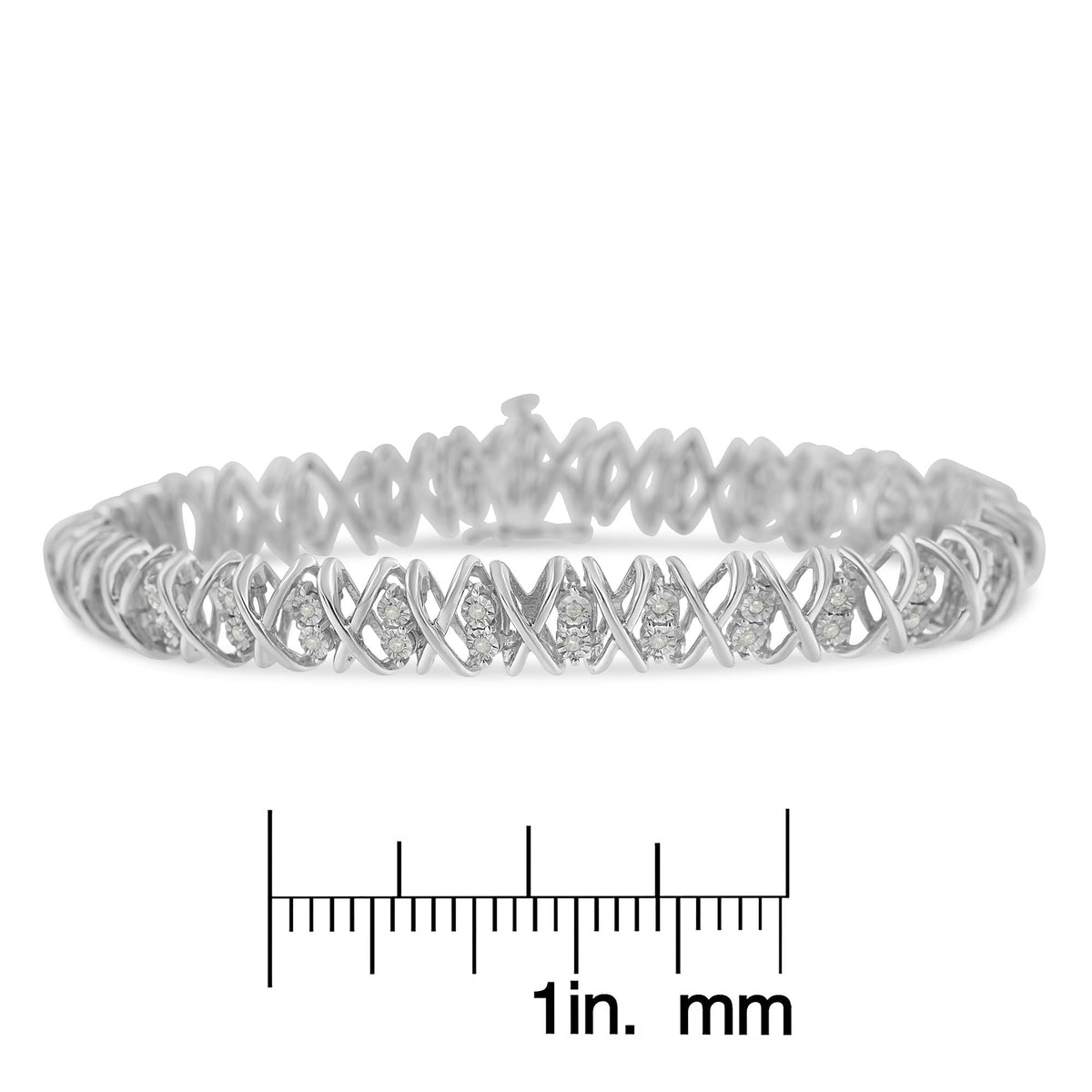 Sterling Silver rose-cut Diamond X-Link Bracelet (1 cttw, I-J Color, I2-I3 Clarity) - JackiEaslick