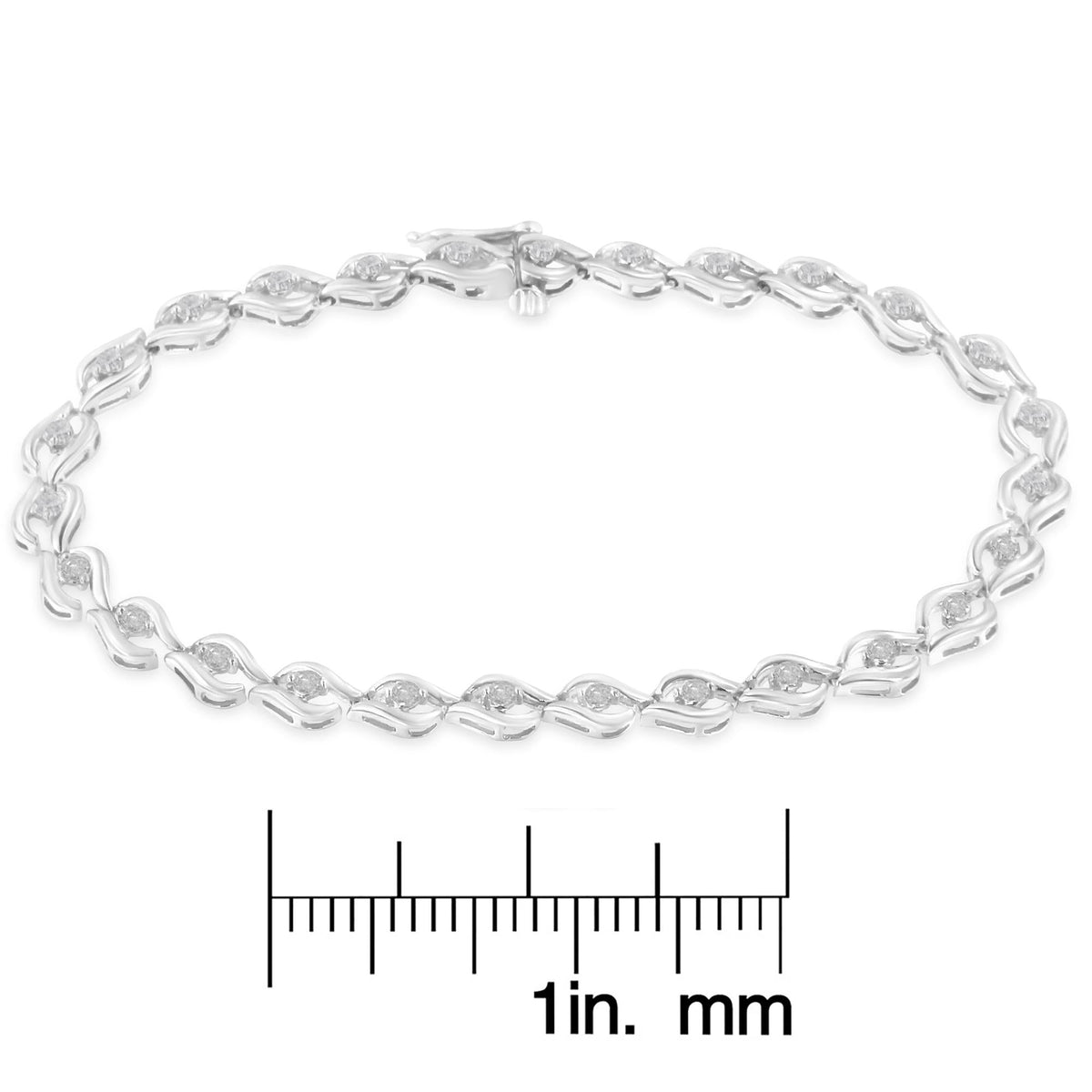 .925 Sterling Silver 1/2 Cttw Rose Cut Diamond Almond Shape Link Tennis Bracelet (I-J Color, I3 Clarity) - 7” - JackiEaslick