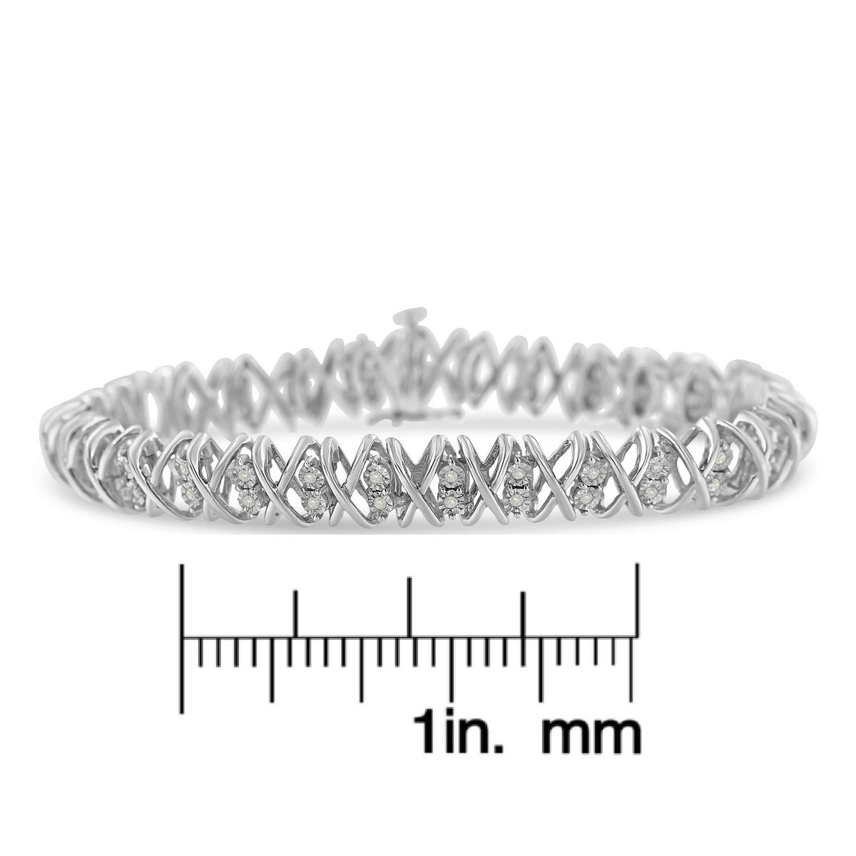 .925 Sterling Silver 2.0 Cttw Rose Cut Diamond X Link Tennis Bracelet (I-J Color, I2-I3 Clarity) - 7” - JackiEaslick