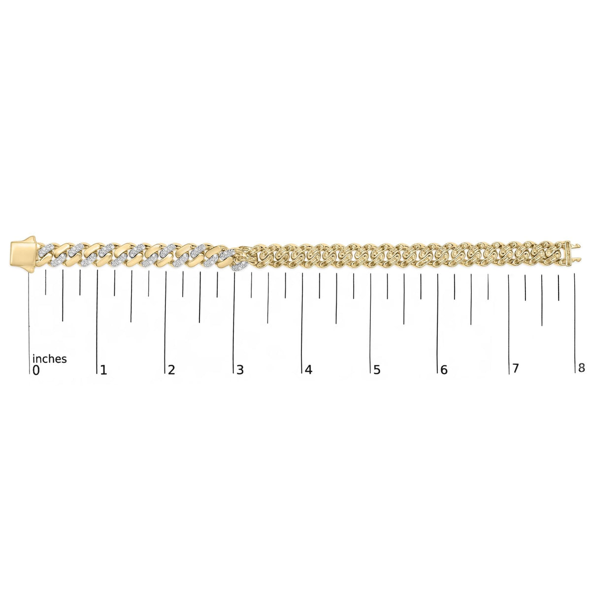 .925 Sterling Silver 1/2 Cttw Diamond Cuban Curb Chain Bracelet (I-J Color, I3 Clarity)-  8.5" Inches
