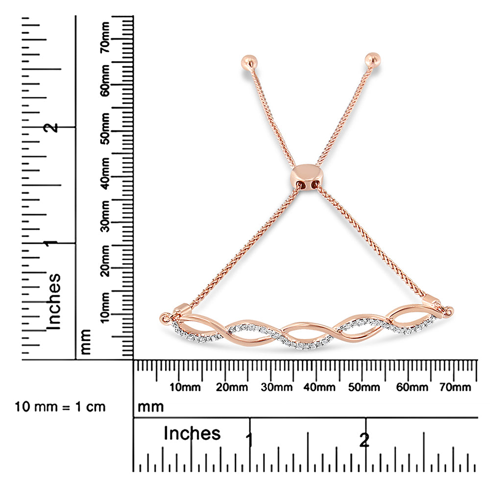 .925 Sterling Silver Diamond Infinity Twist 4”-10” Adjustable Bolo Bracelet (I-J Color, I2-I3 Clarity) - JackiEaslick