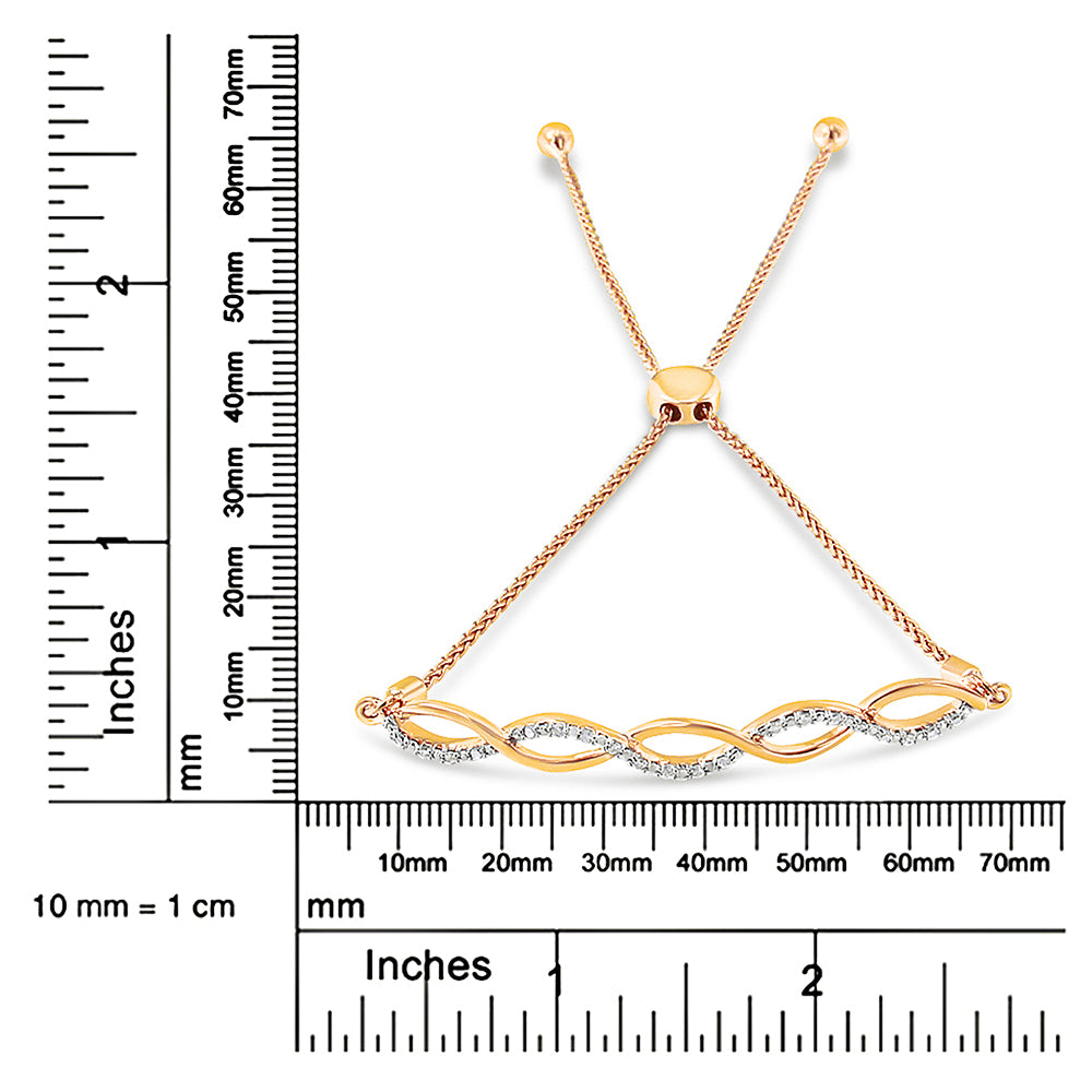 .925 Sterling Silver Diamond Infinity Twist 4”-10” Adjustable Bolo Bracelet (I-J Color, I2-I3 Clarity) - JackiEaslick
