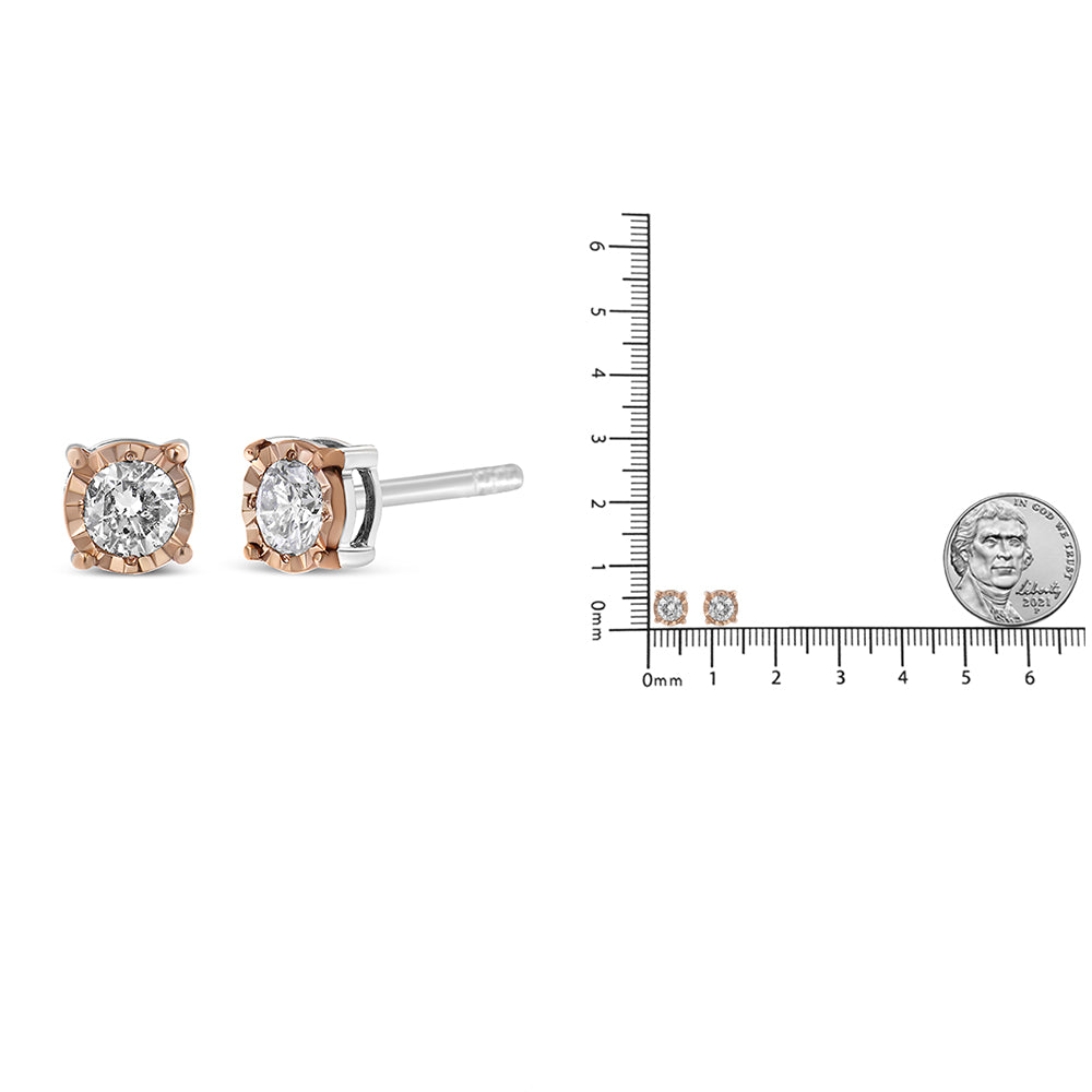 10K Two-Tone Yellow & White Gold over .925 Sterling Silver 0.40 Cttw Round Diamond Miracle-Set Stud Earrings (K-L Color, I2-I3 Clarity) - JackiEaslick